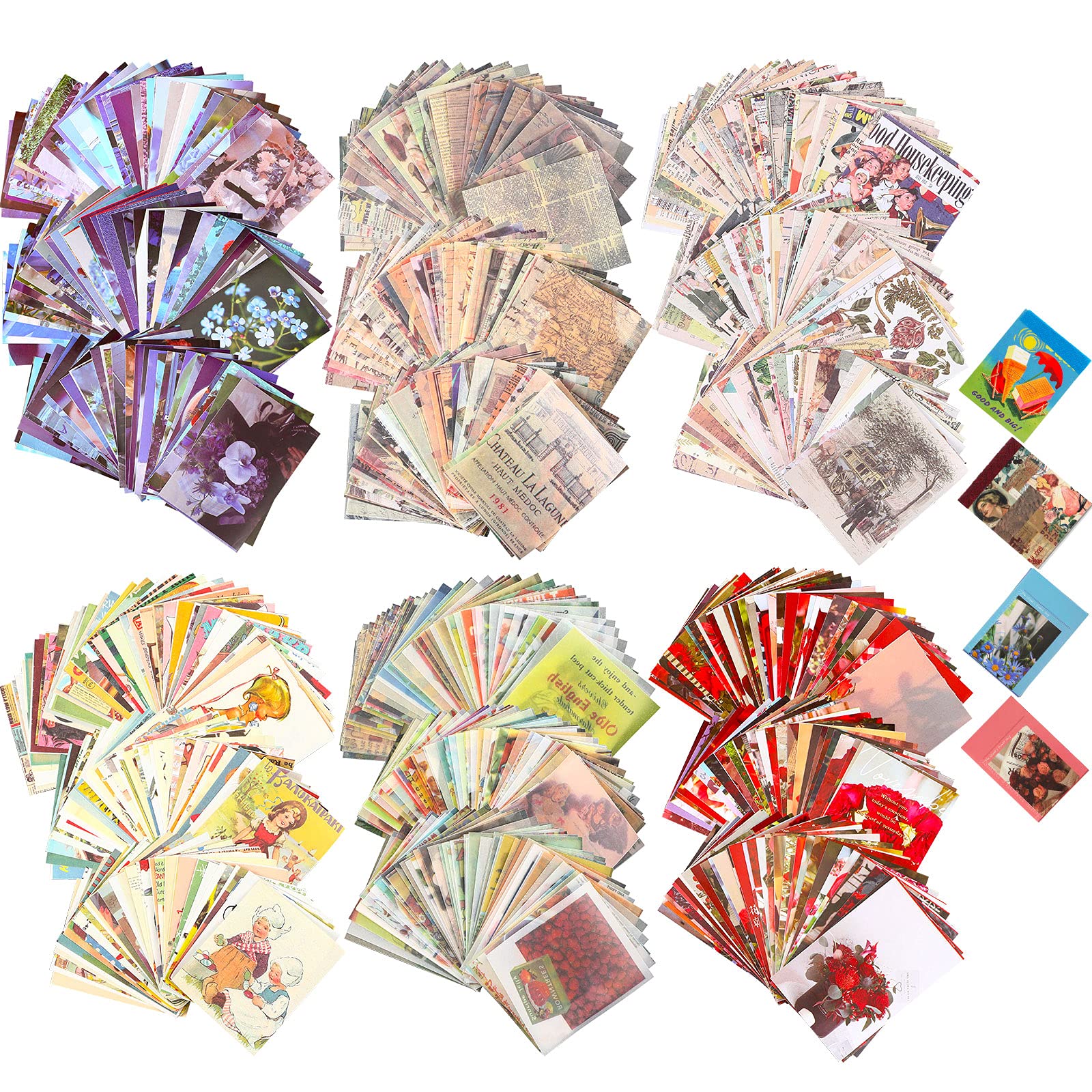 1000 Pieces Washi Sticker Set and Vintage Scrapbook Paper Journaling Supplies - 6 Sets, 200 Washi Stickers & 800 Scrapbook Papers for DIY Scrapbooking, Bullet Journal, Planner Decor (Romantic Style) - Perfect for Gift Giving, Memory Keeping and Creative Projects