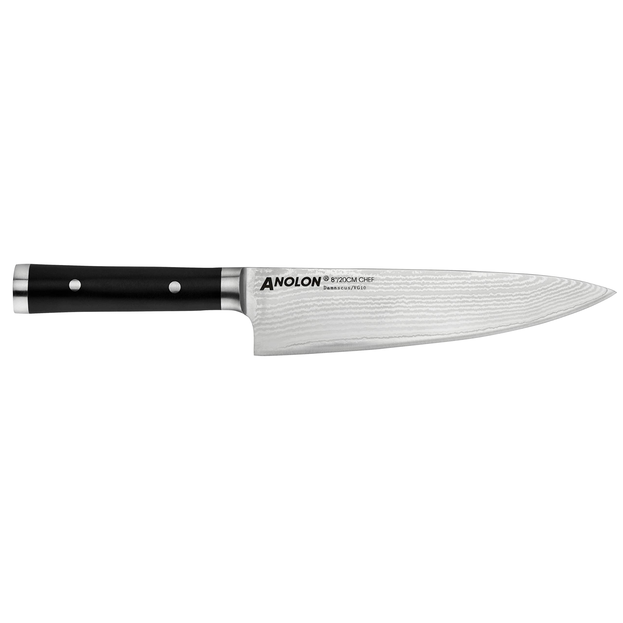 Premium Anolon Imperion Damascus Steel Knife Block Set - 5-Piece Kitchen Cutlery with Razor-Sharp Blades, Ergonomic Handles & Stylish Black Finish | Perfect for Home Chefs, Cooking Enthusiasts & Gourmet Food Preparation