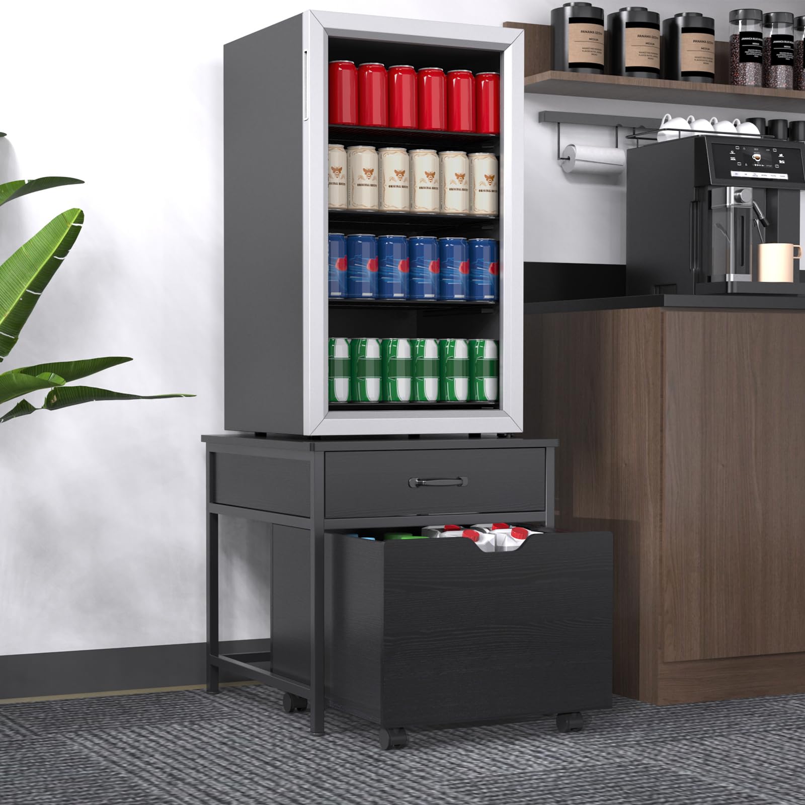 GDLF Heavy Duty Mini Fridge Stand with Storage & Rolling Cabinet - 220LBS Capacity Tabletop for Dorm, Apartment, Office, Bedroom - Perfect for Small Spaces & Beverage Organization