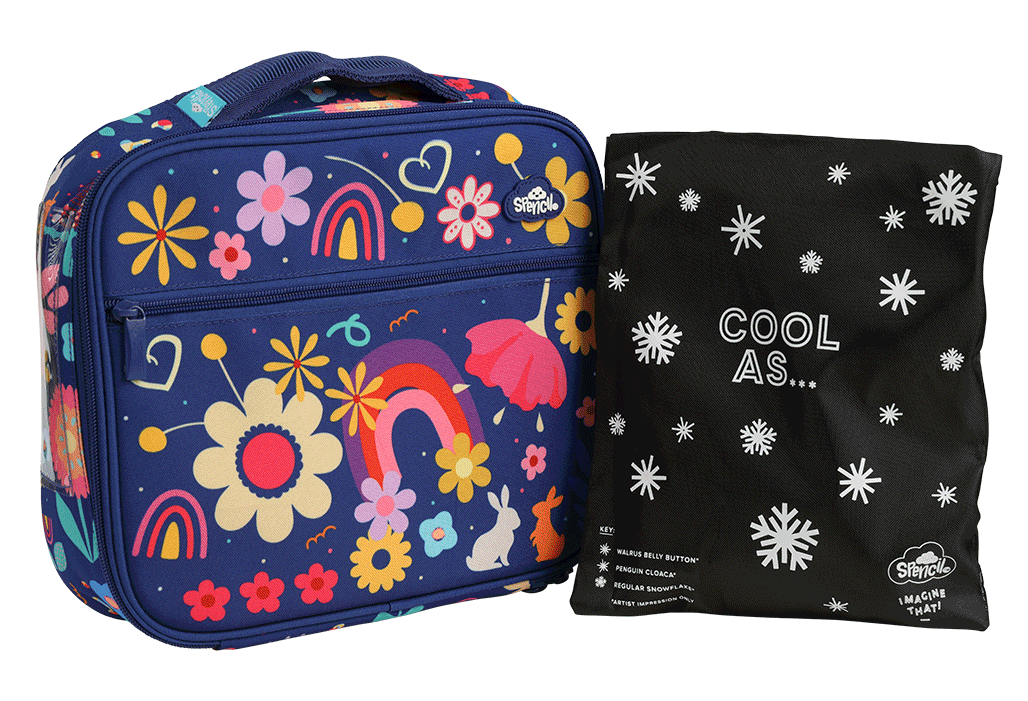 Spencil Insulated Lunch Bag with Chill Pack - Flower Power Design | Leak-Proof & Reusable Cooler for Work, School & Picnics | Perfect for Keeping Food Fresh & Cold