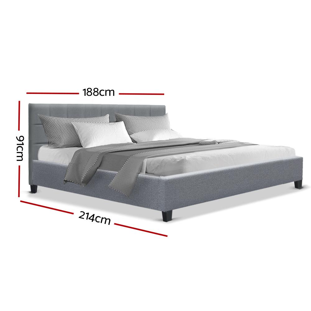 Agnes Bed Grey & Normay Pillow Top Mattress - Medium Firm Queen Size | Premium Comfort for Side & Back Sleepers | Perfect for Guest Rooms & Master Bedrooms