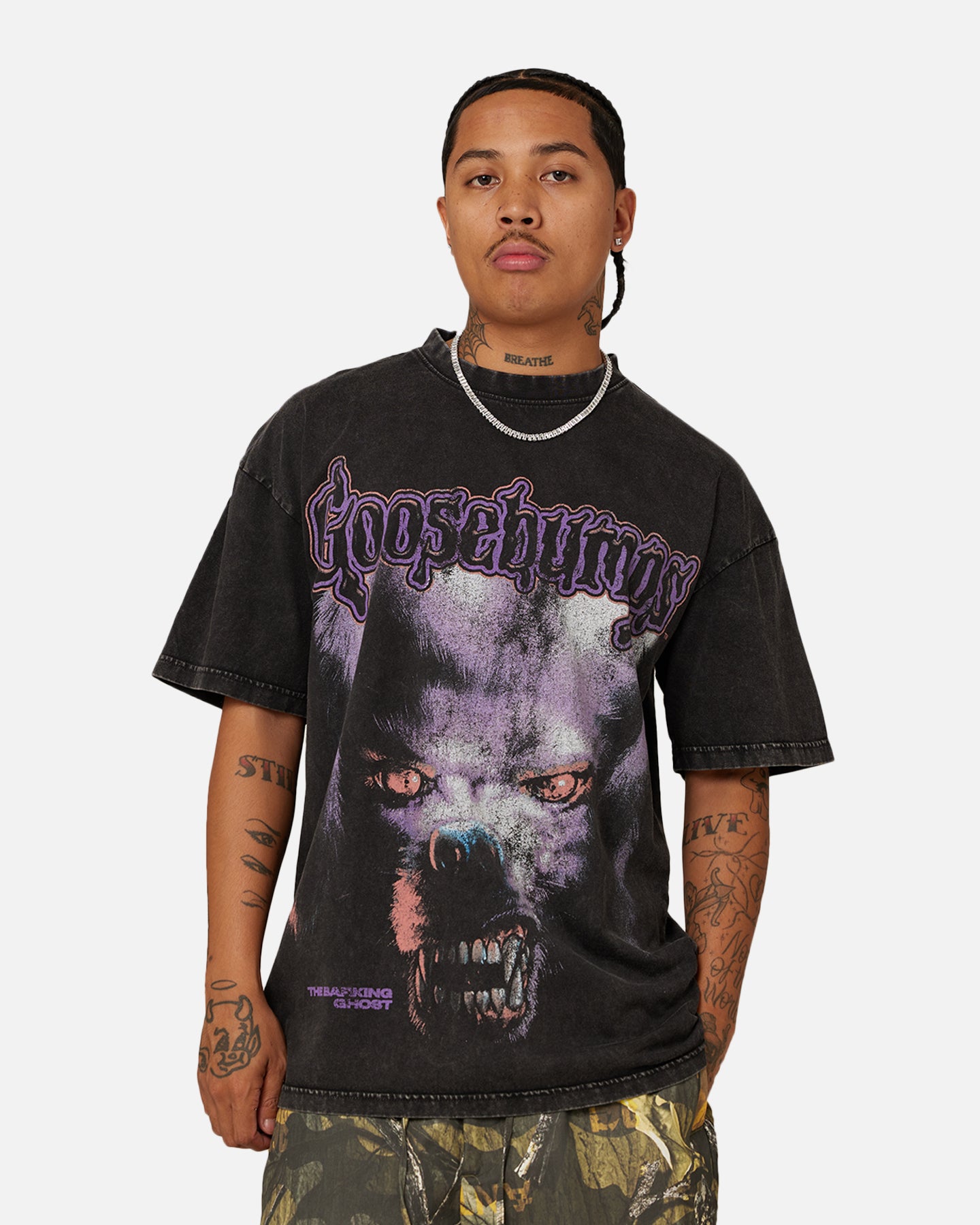 Vintage Goosebumps Barking Ghost T-Shirt - American Thrift Black Horror Tee for Halloween Costumes & 90s Nostalgia Fans