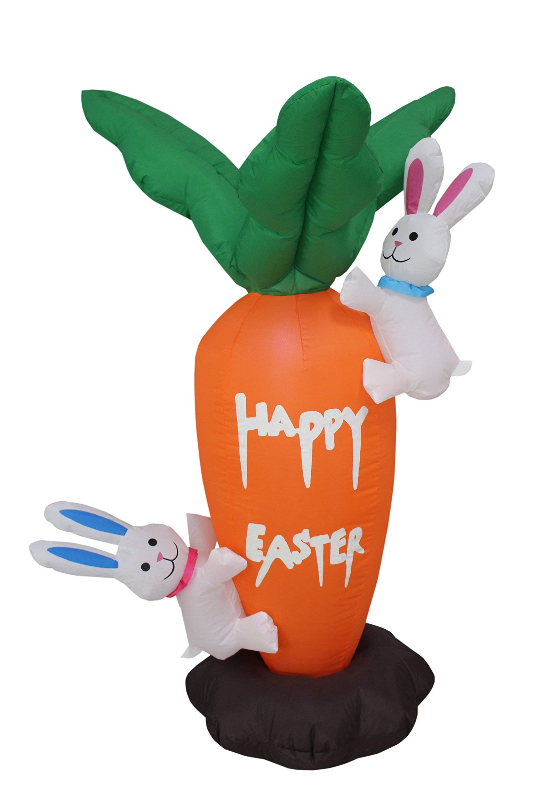 Easter Party Decorations Bundle - 4ft Tall Inflatable Carrot with Bunnies & LED Bunny with Basket - Outdoor Easter Yard Decor for Garden, Lawn, and Spring Celebrations