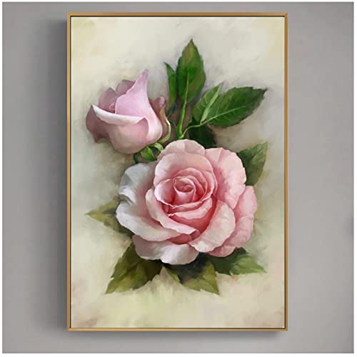 Modern Abstract Pink Rose Canvas Wall Art - Nordic Style Bathroom & Kitchen Decor - 15.7x23.6 Inches Unframed Print - Perfect for Home, Office, and Gift Giving