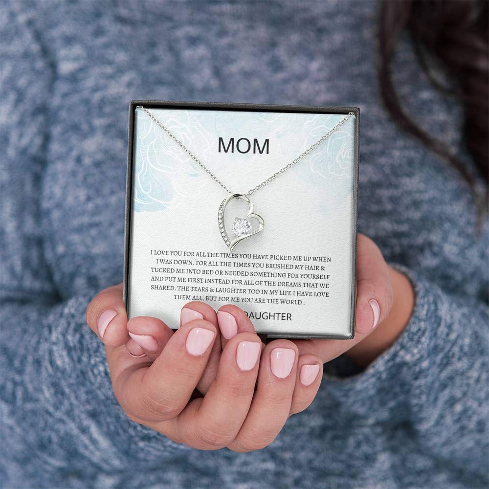 Forever Love Necklace for Mom - Heartfelt Mother's Day Gift from Daughter, Sterling Silver Mom Jewelry with Gift Card | Perfect for Birthday, Anniversary & Special Occasions