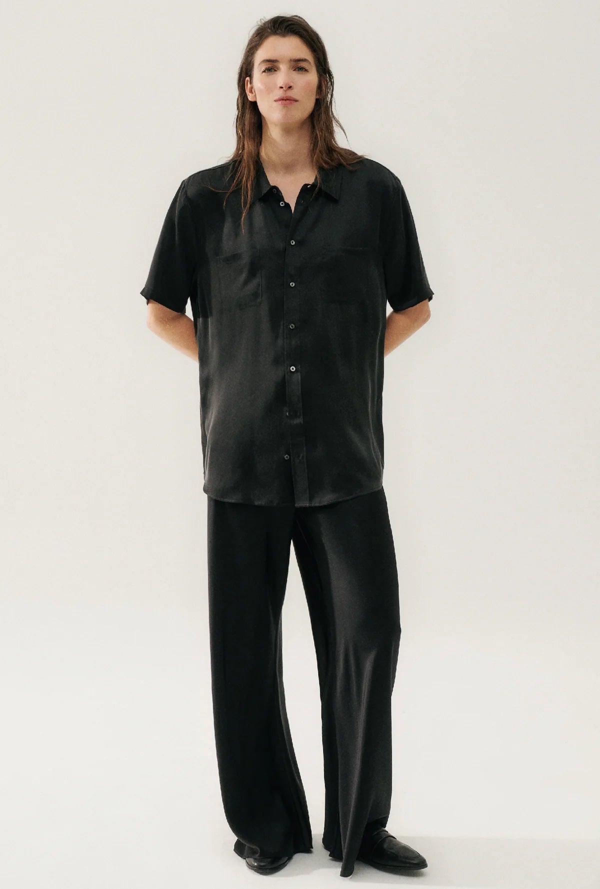 Bias Cut Pants for Women - High Waist Flowy Wide Leg Trousers in Black | Perfect for Office, Casual Wear & Evening Outfits