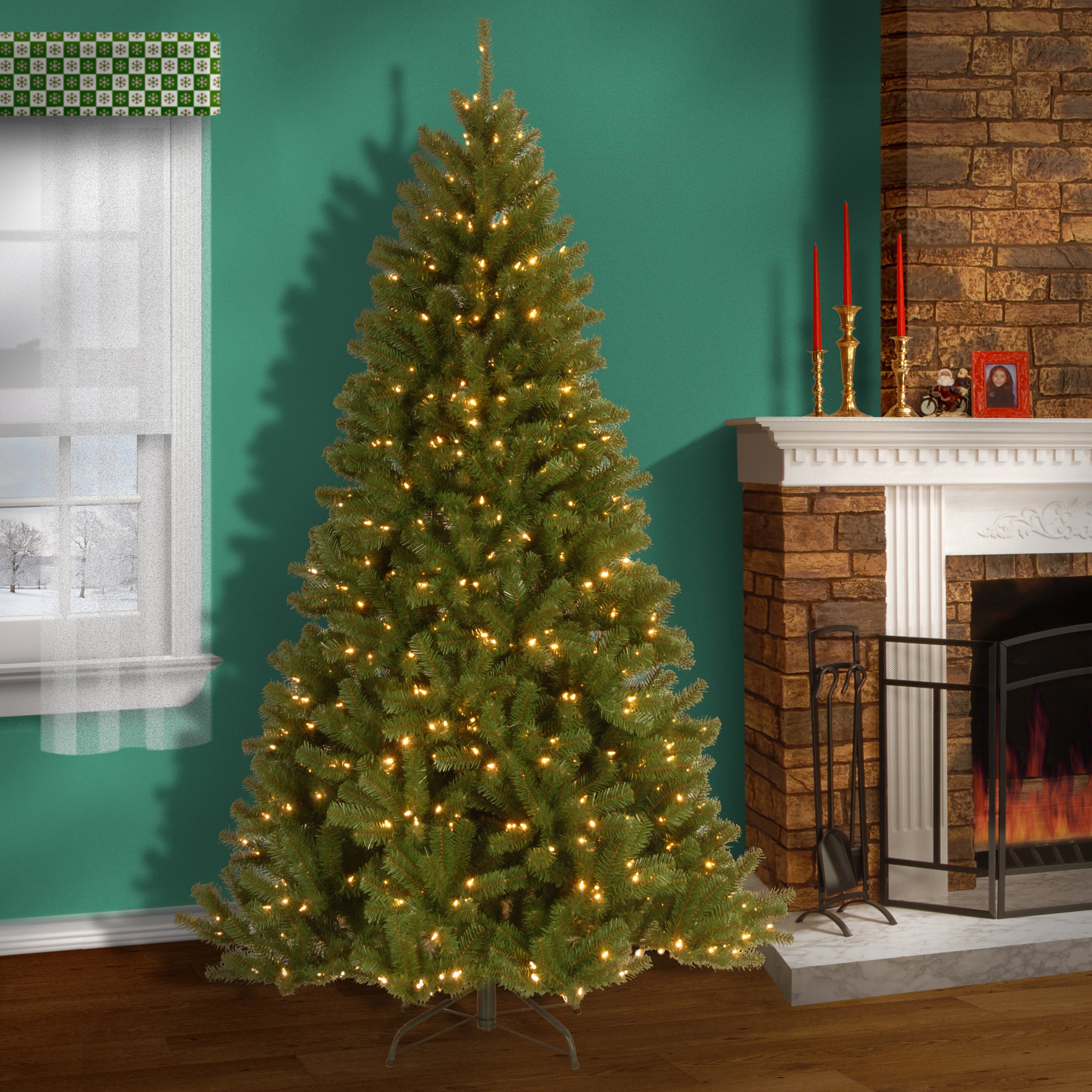 7.5 ft Pre-Lit North Valley Spruce Artificial Christmas Tree with PowerConnect Dual Color LED Lights - Perfect for Home, Office & Holiday Decorations