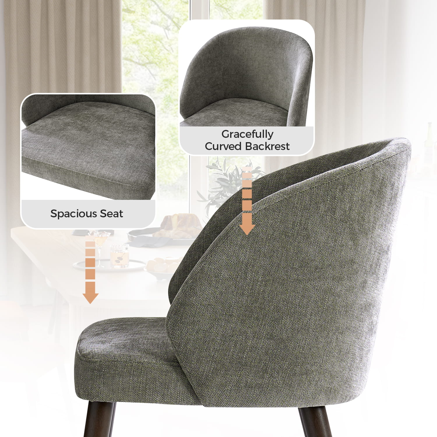 Anndi Dining Chair Set of 2/4/6 - Ergonomic Comfort, Solid Wood Legs, Modern Kitchen & Dining Room Furniture for Home & Restaurant Use
