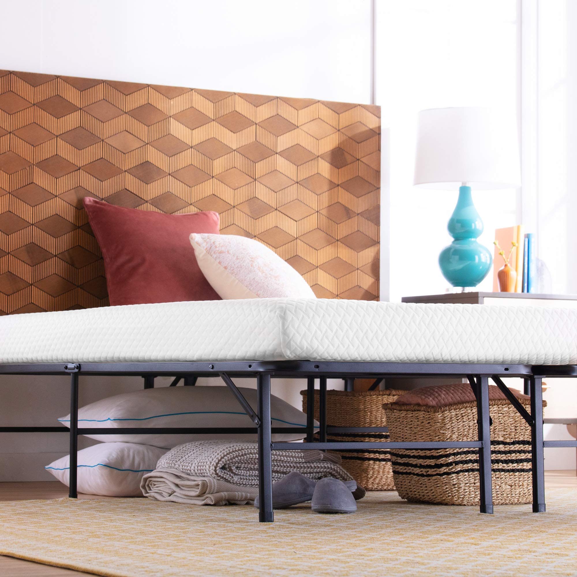 Linenspa 5 Inch Gel Memory Foam Mattress with 14 Inch Folding Platform Bed Frame - Full Size | Cooling Support for Back, Stomach & Side Sleepers | Perfect for Guest Rooms, Dorms & Small Apartments