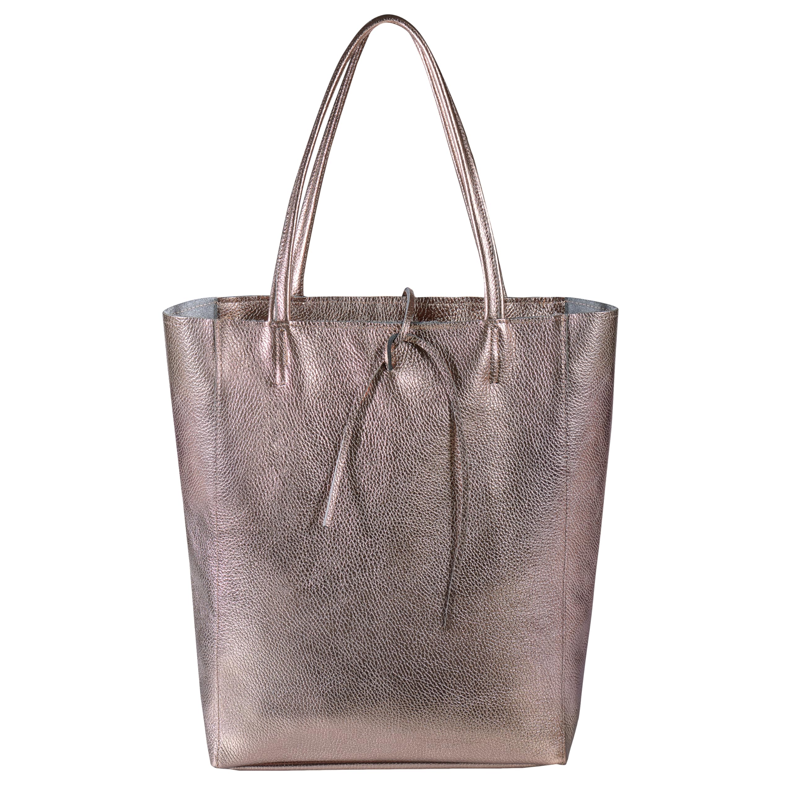 Genuine Italian Metallic Leather Tote Bag for Women - Large Zippered Handbag for Work, Travel & Shopping | Stylish Everyday Purse & Professional Office Bag
