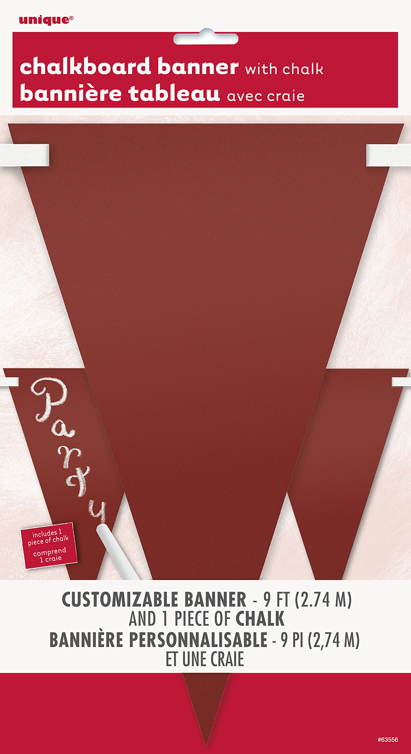 Amscan 9-Foot Red Chalk Paper Flag Banner - 1 Piece Party Decoration for Birthday, Graduation & Holiday Celebrations