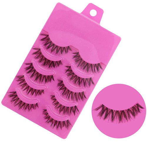 Bluelans 5 Pairs Messy Cross Fake Eyelashes - Natural Looking False Eyelash Extensions for Dramatic Eye Makeup | Perfect for Parties, Weddings & Special Occasions