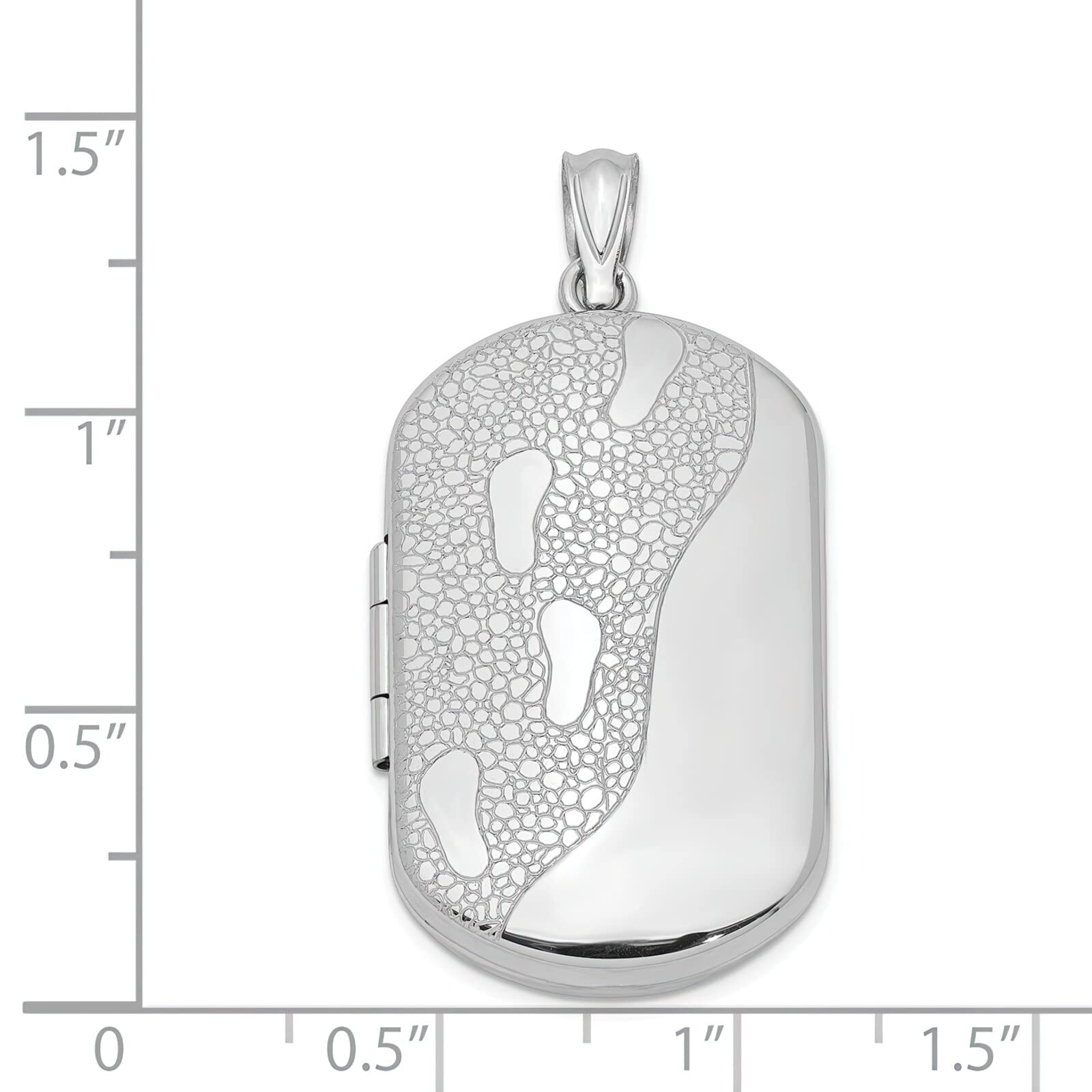 FindingKing Sterling Silver Footprints Rectangular Jewelry Pendant Charm Locket for Necklace - Perfect Gift for Baby Shower, Christening, Baptism & Newborn Keepsake