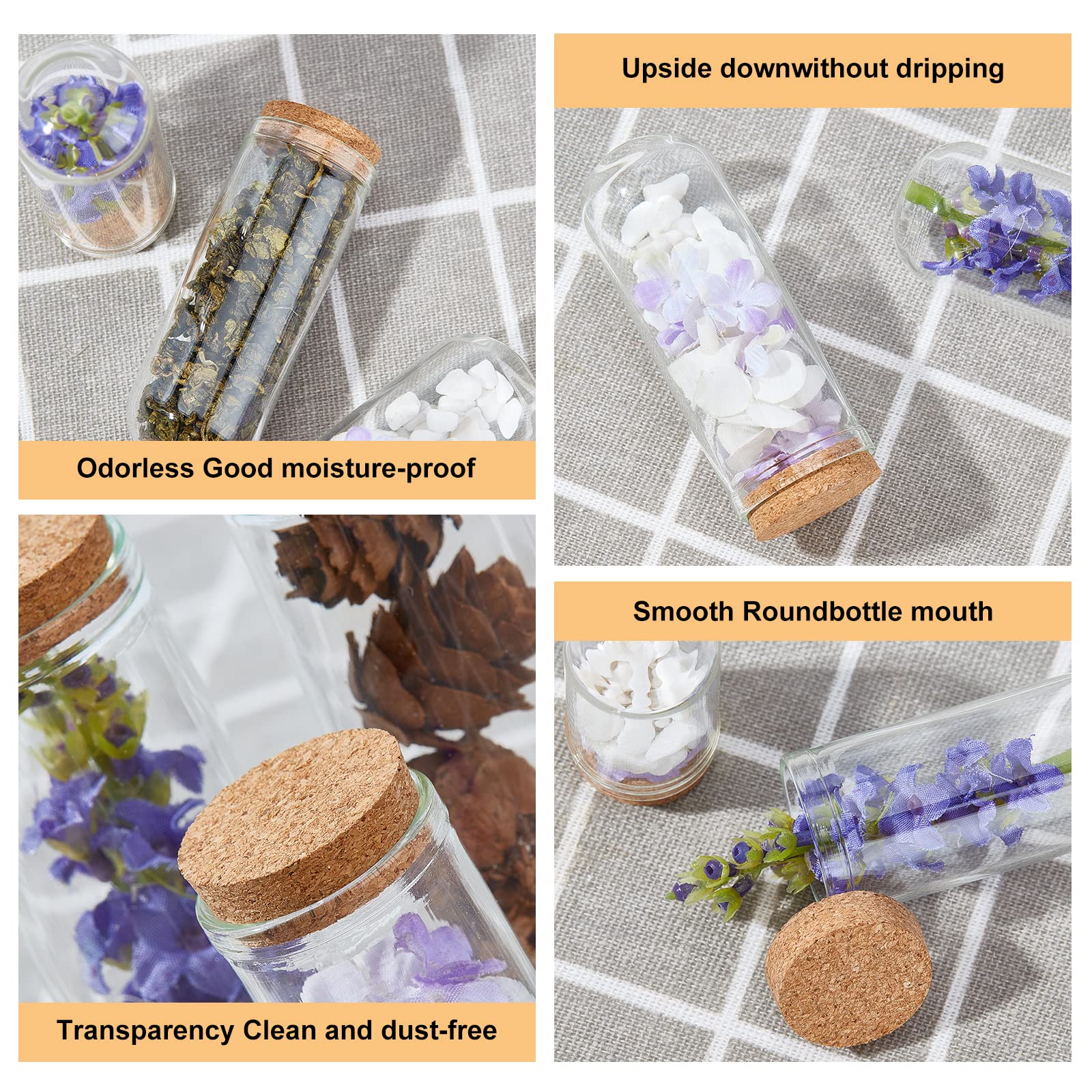 BENECREAT 20 Pack 9ml Glass Jars with Dome Cloche Covers & Cork Stoppers - Small Decorative Bottles for DIY Crafts, Wedding Favors, Halloween & Christmas Decorations - Perfect for Essential Oils, Spices, and Party Centerpieces