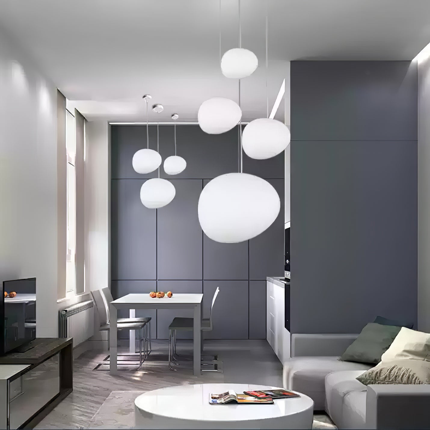 Stylish Gregg Stone Shape Glass Pendant Light - Modern Hanging Fixture for Kitchen Island, Dining Room & Bedroom Decor