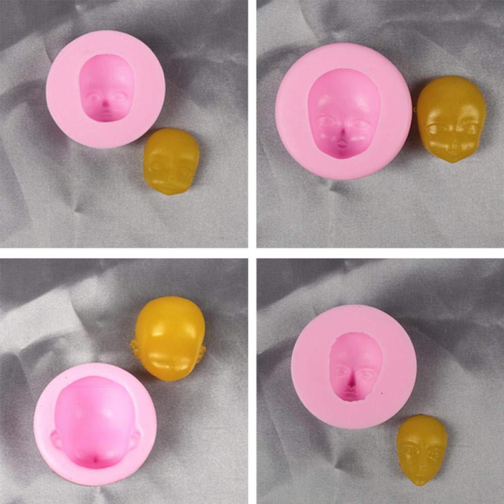 4 Pcs 3D Doll Head Baby Face Silicone Cake Molds - DIY Baking Tools for Fondant, Chocolate, Soap, Clay, Plaster - Perfect for Cake Decorating, Sugar Craft, Gummy & Biscuit Making