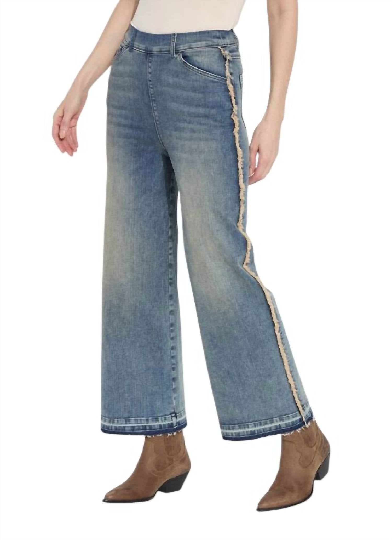 Premium Wide Leg Denim Jeans - High Waisted Stretch Comfort for Women | Trendy Mid Wash Nutshell Dye | Perfect for Casual Wear, Office & Weekend Outfits