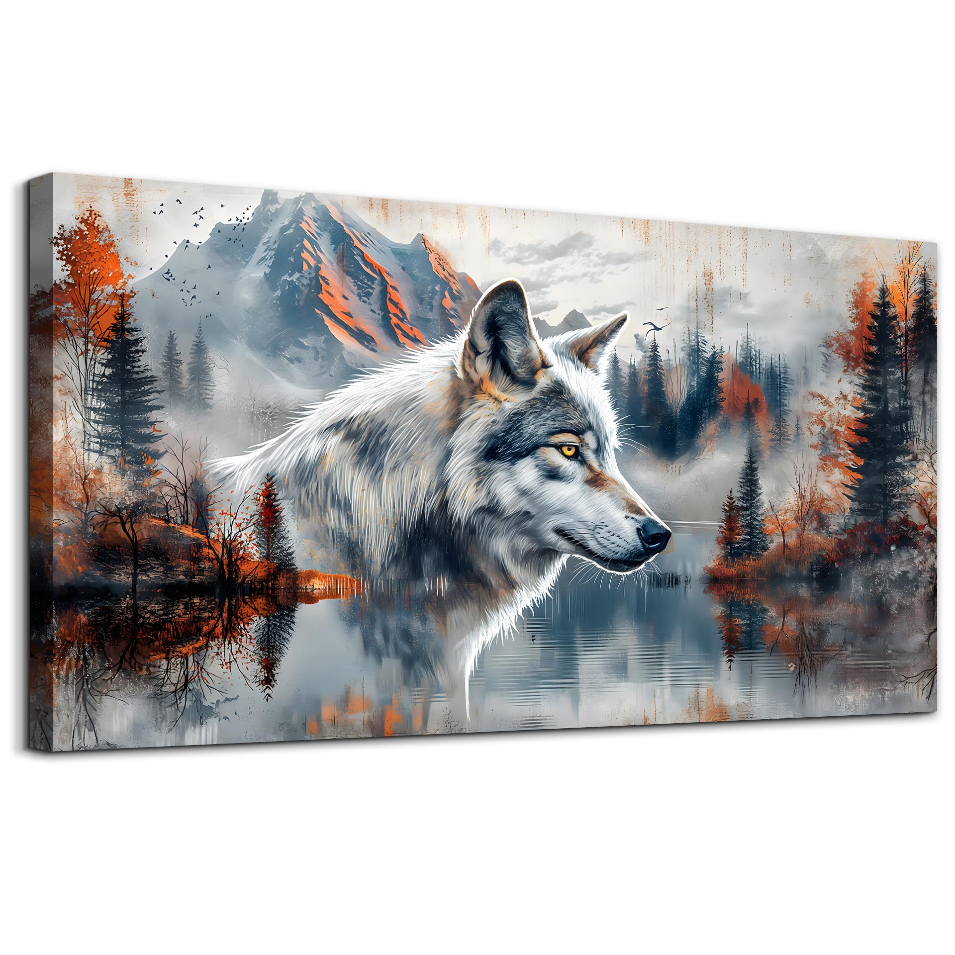 Lapremoly Large Abstract Wolf Canvas Wall Art - Modern Scenery Painting for Living Room, Bedroom & Office Decor - Premium Home Wall Decorations & Posters for Family Spaces