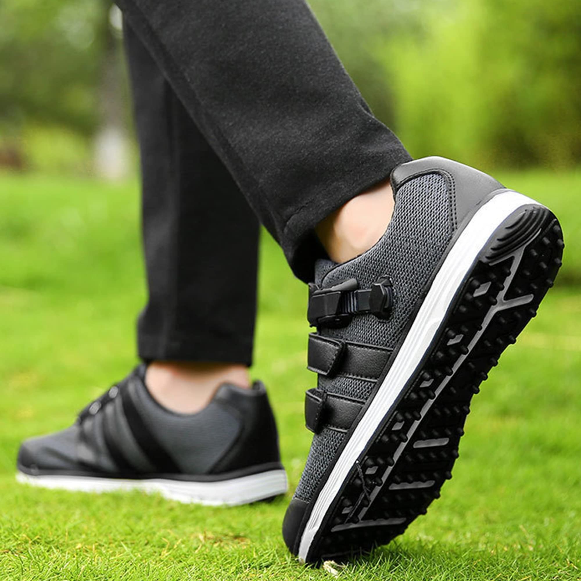 Men's Breathable Mesh Golf Shoes - Lightweight Sneakers with Magic Sticker for Comfortable Training | Size 9.5 | Perfect for Golf Course & Casual Wear