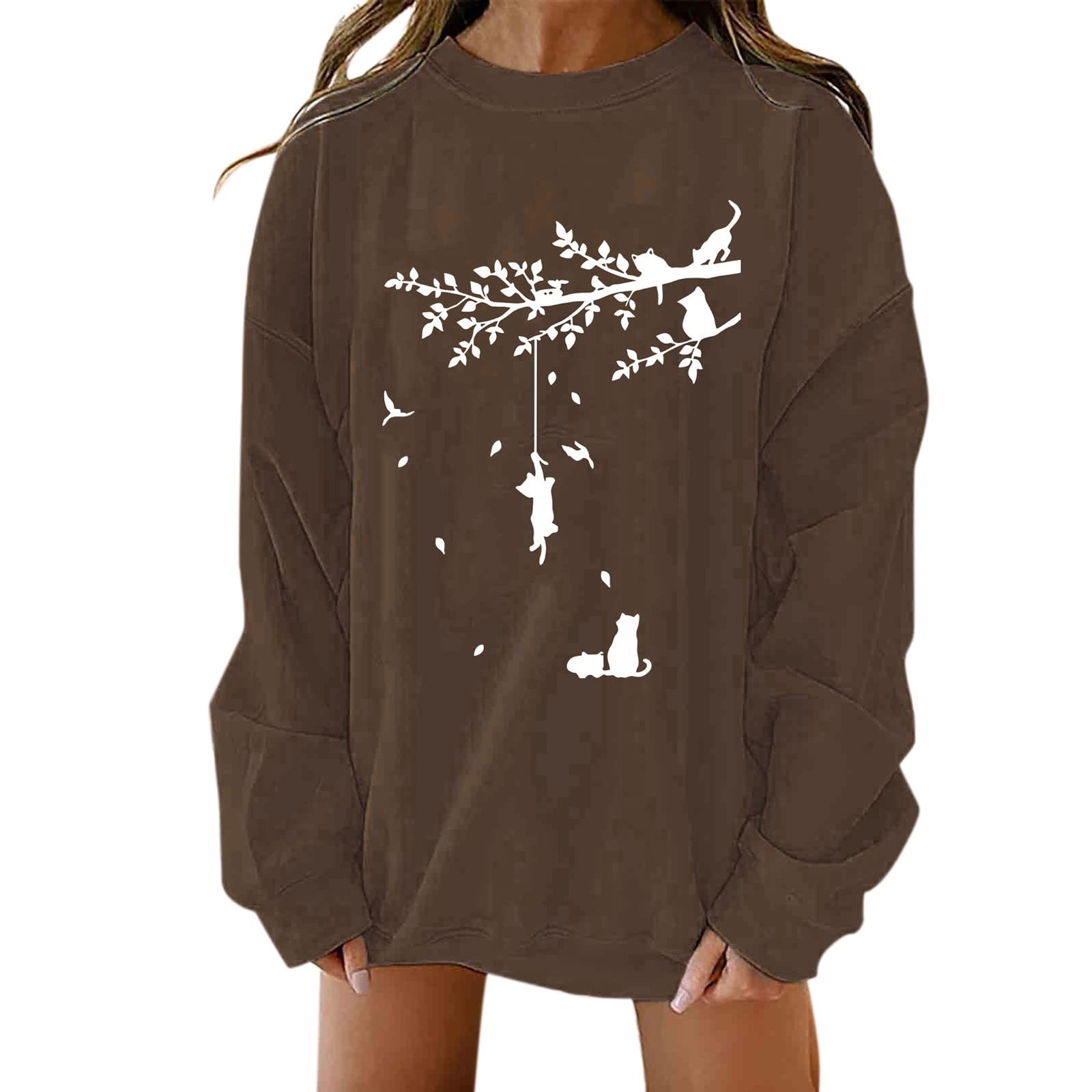 Women's Oversized Casual Pullover Sweatshirt - Halloween Graphic Hoodie & Crewneck Jumper - Cozy Loose Fit for Fall, Winter & Everyday Wear