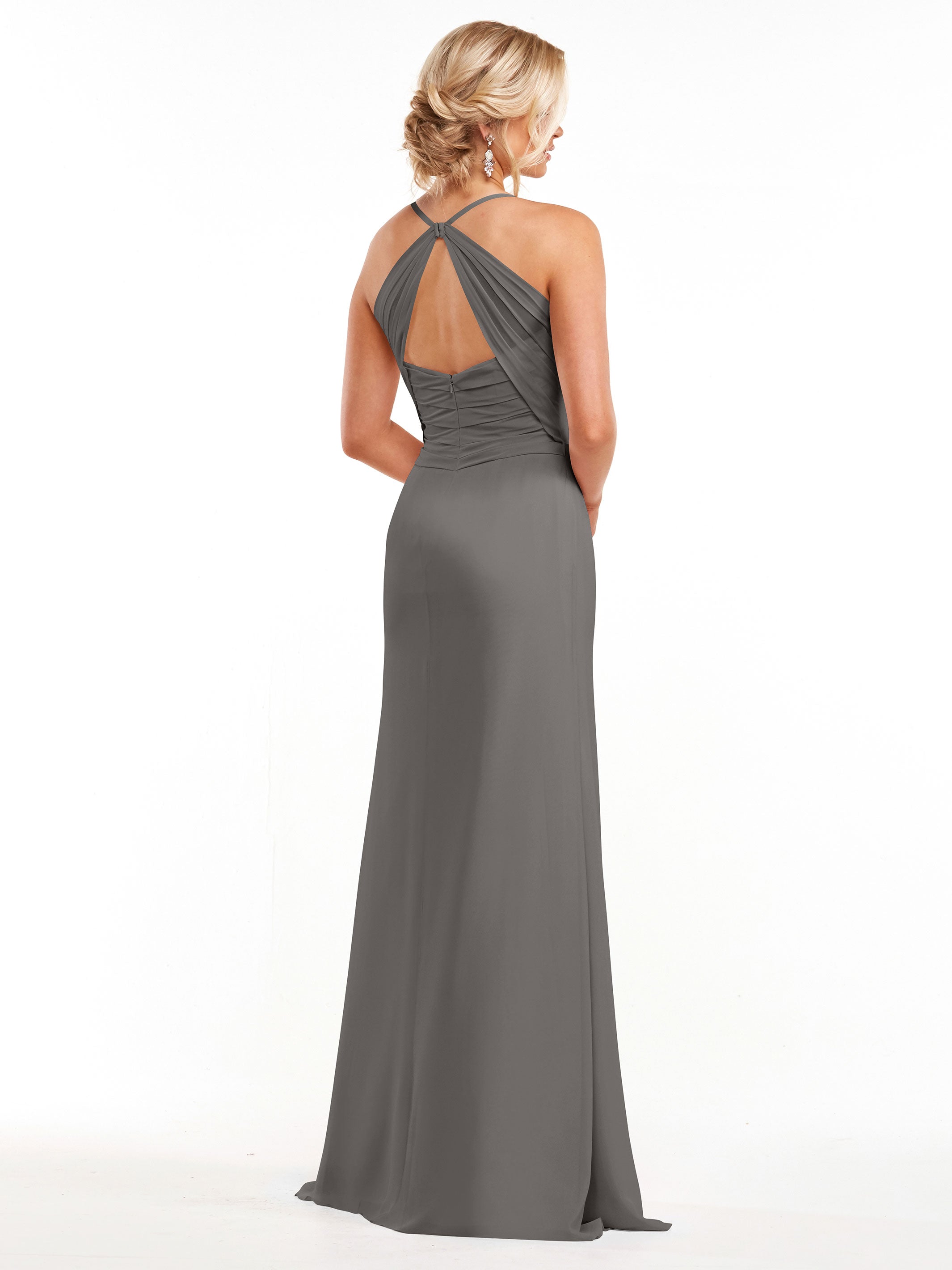 Elegant A-Line Chiffon Bridesmaid Dress with High Slit - Perfect for Weddings, Formal Events & Special Occasions