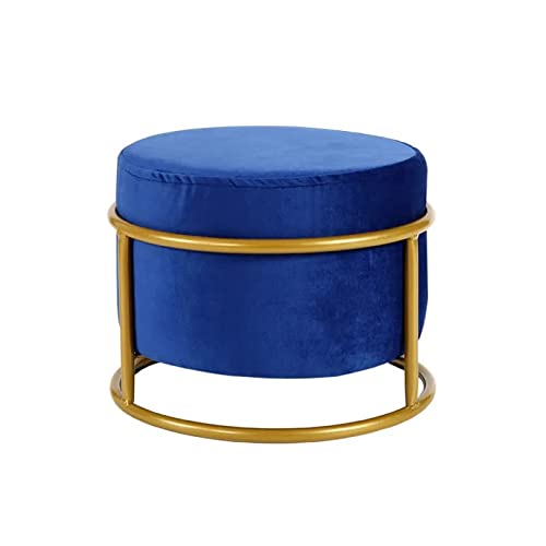 Adjustable Height Round Ottoman Footstool - Strong & Sturdy Flannel Pouf Stool Cover for Living Room, Sofa, Bedroom - Perfect for Relaxing, Reading & Extra Seating