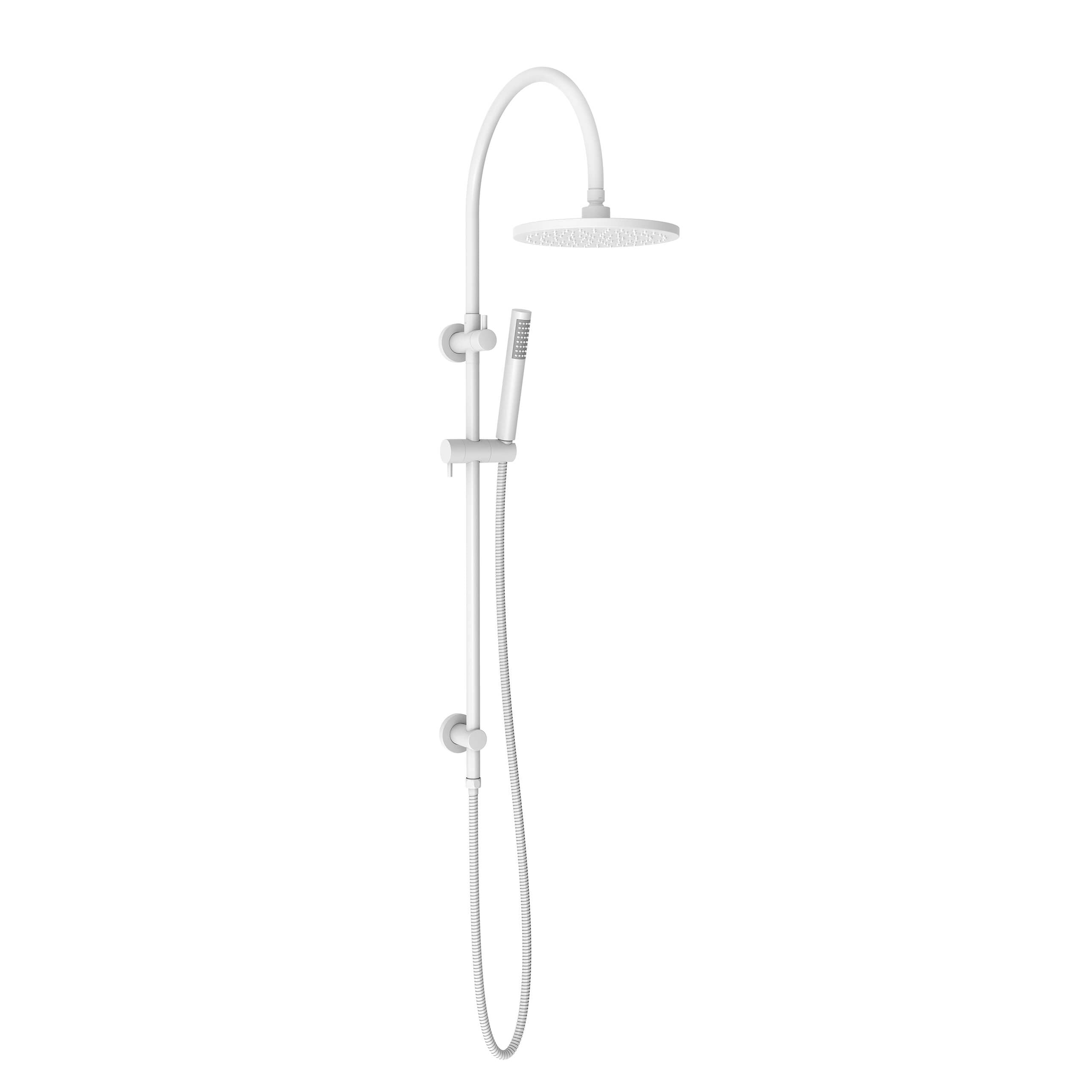 ADP Soul Gooseneck Twin Shower Set - Matte White Finish, Modern Bathroom Faucet for Luxurious Spa Experience at Home, Perfect for Master Bath & Guest Bathroom Renovations