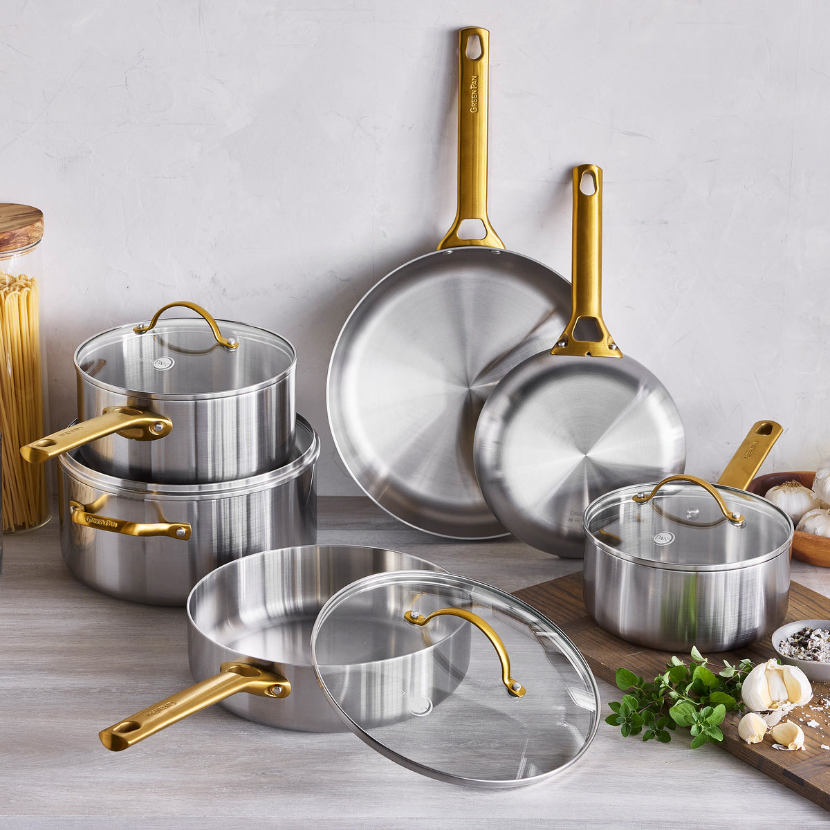 Premium 10-Piece Stainless Steel Cookware Set - Nonstick, Dishwasher Safe Pots & Pans for Professional Cooking - Perfect for Home Chefs, Restaurants & Gourmet Kitchens