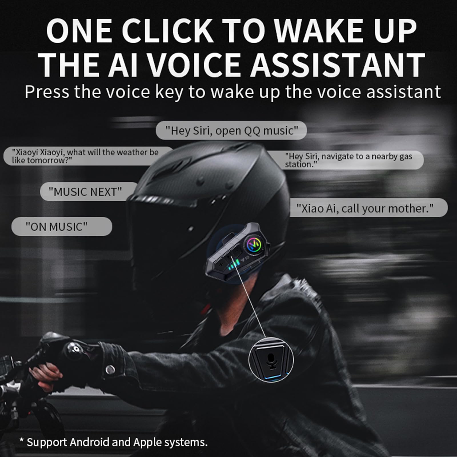 Bluetooth Motorcycle Helmet Headset - Single Rider Wireless Intercom, Noise Cancelling & Waterproof Speakers for Safe Riding, Commuting & Adventure Tours