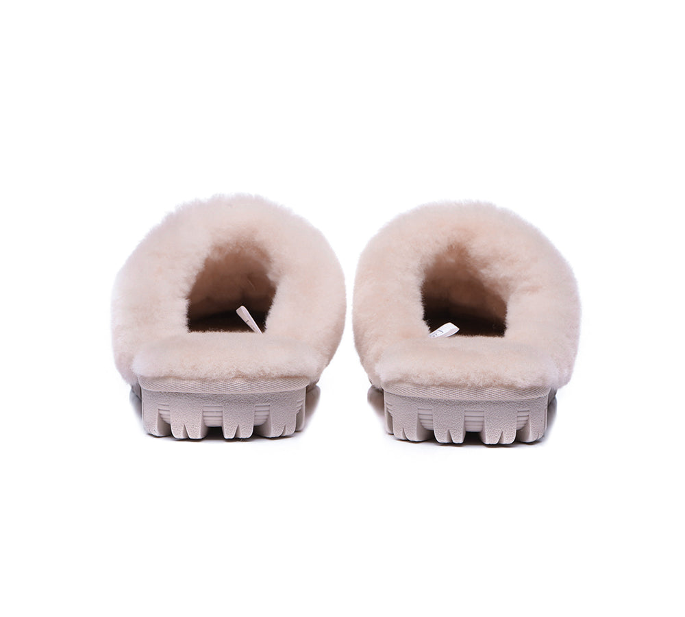 Australian Shepherd® UGG Slippers - Double Face Sheepskin Wool Scuff Waffle House Shoes for Women & Men | Cozy Indoor/Outdoor Winter Footwear