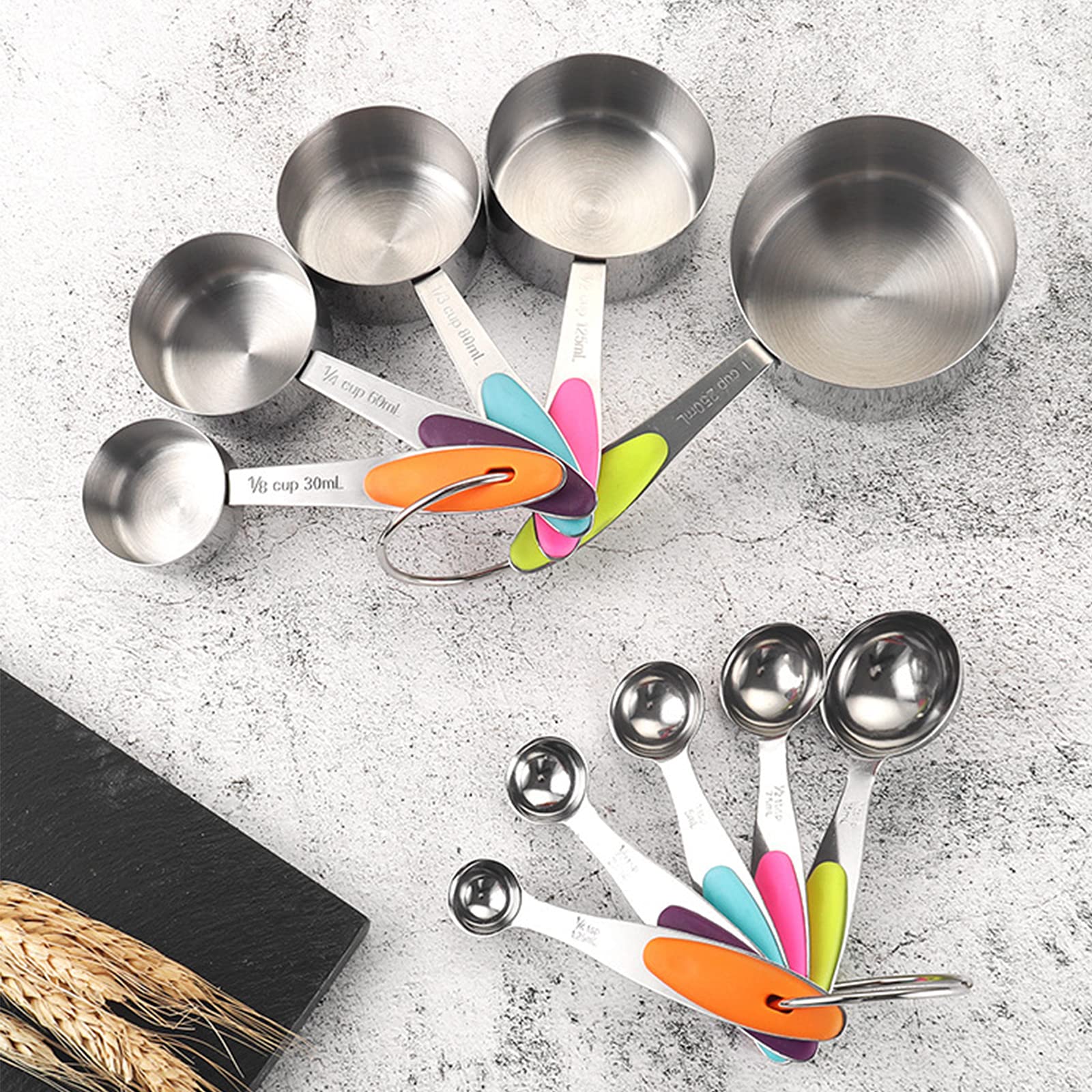 Ankeer 10-Piece Stainless Steel Measuring Cups and Spoons Set - Heat-Resistant for Dry & Liquid Ingredients - Essential Baking & Cooking Utensils for Kitchen, Meal Prep, and Professional Chefs