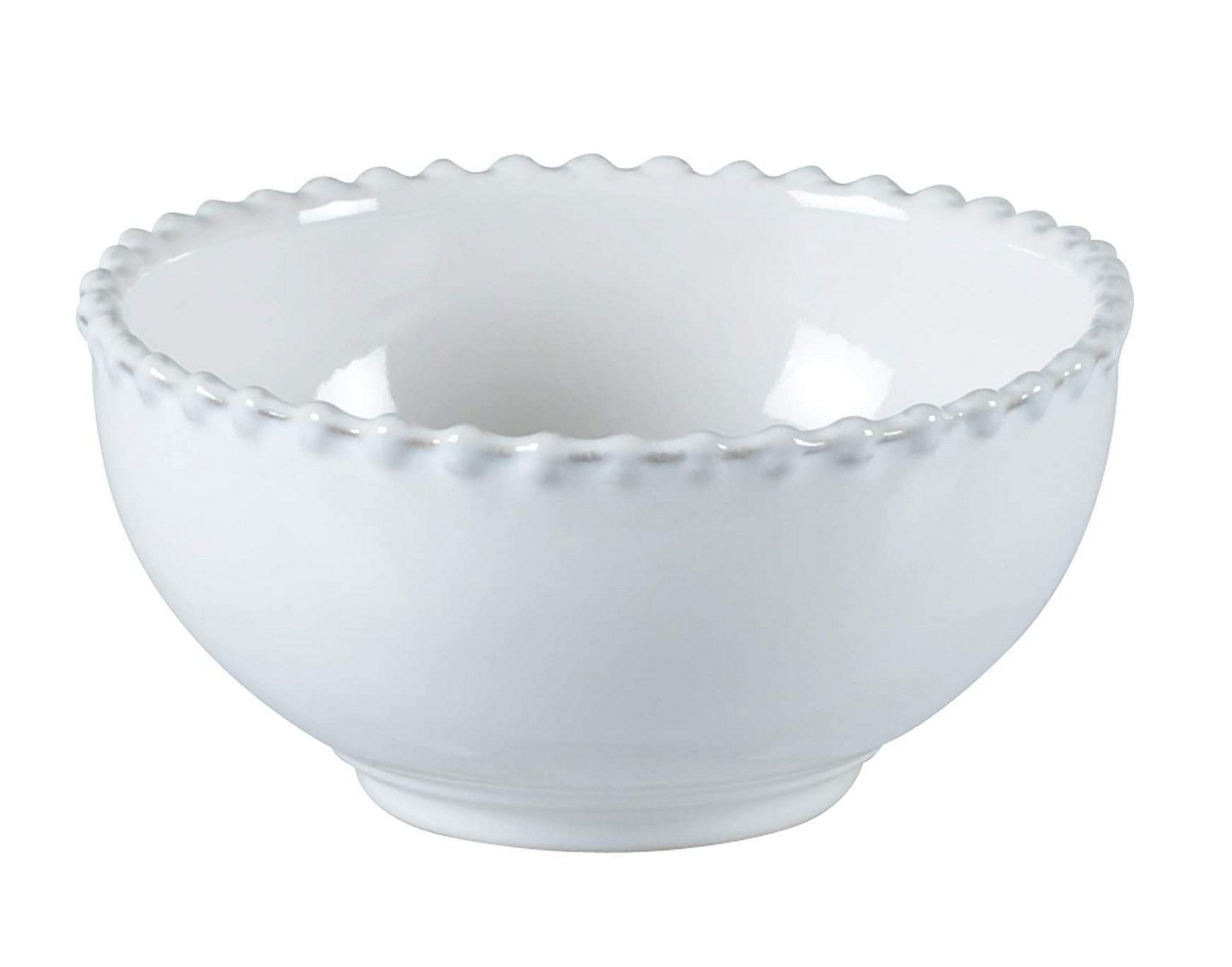 COSTA NOVA Pearl Collection 5.25-inch White Ceramic Fruit Bowl - Elegant Stoneware Serving Dish for Kitchen, Dining Table & Fruit Display