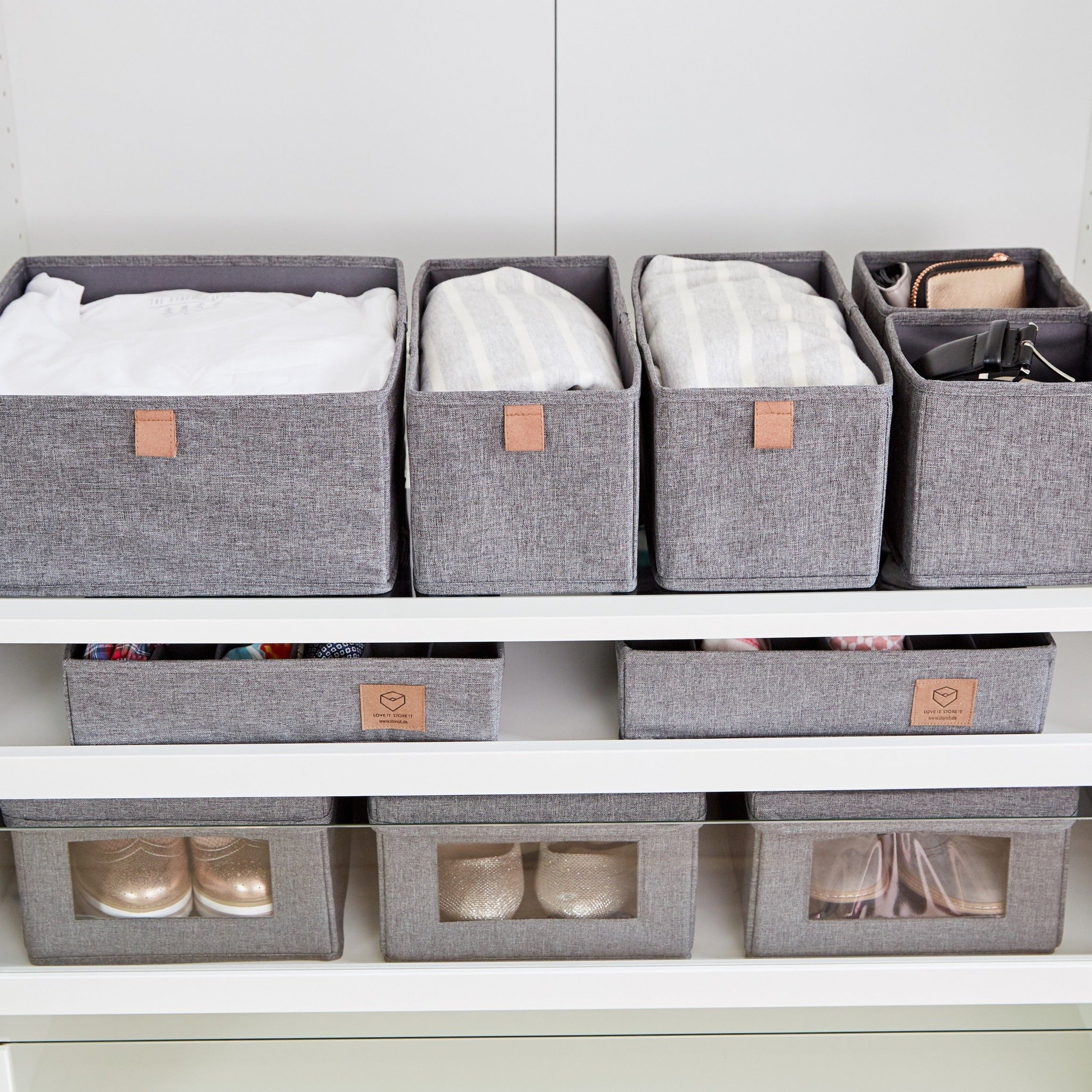 Premium Grey Closet Organizers - Space-Saving Storage Solutions for Bedroom, Closet & Wardrobe Organization