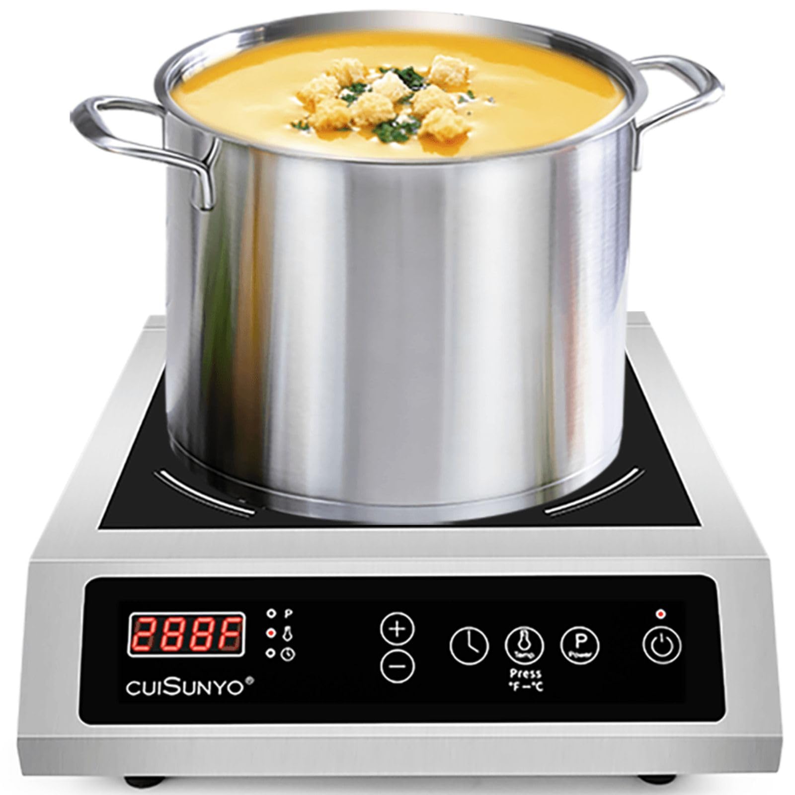 Commercial Induction Cooktop 500-3500W 240V - Portable Countertop Burner with 10 Power Levels, 12 Timer Settings & LCD Screen - Stainless Steel Electric Stove for Home, Restaurant & Outdoor Cooking