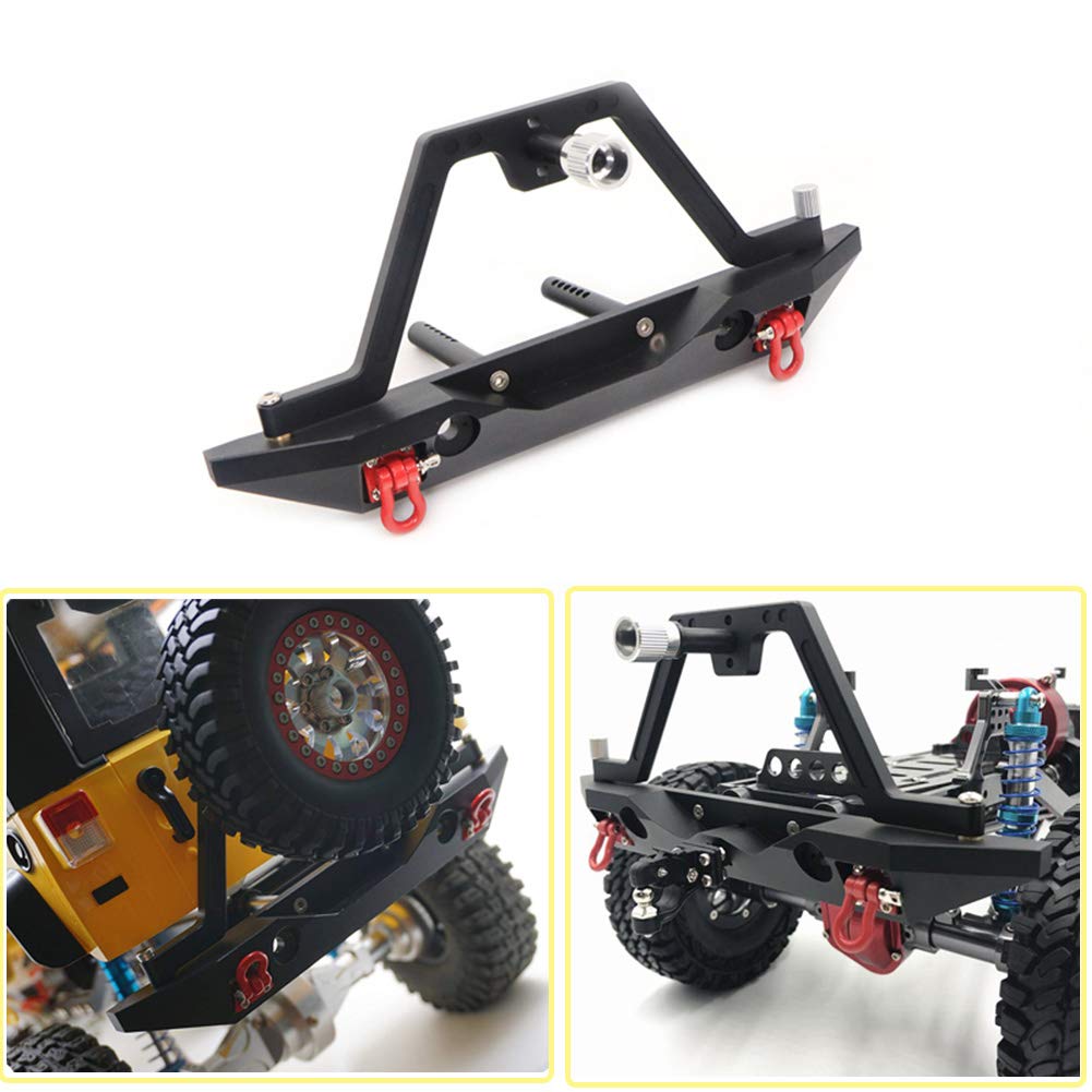 Heavy Duty Metal Rear Bumper with Spare Tire Carrier for 1:10 Scale RC Crawler - Compatible with SCX10, SCX10 II (90046, 90047) & TRX-4 Models - Perfect for Off-Road Adventures and Rock Crawling