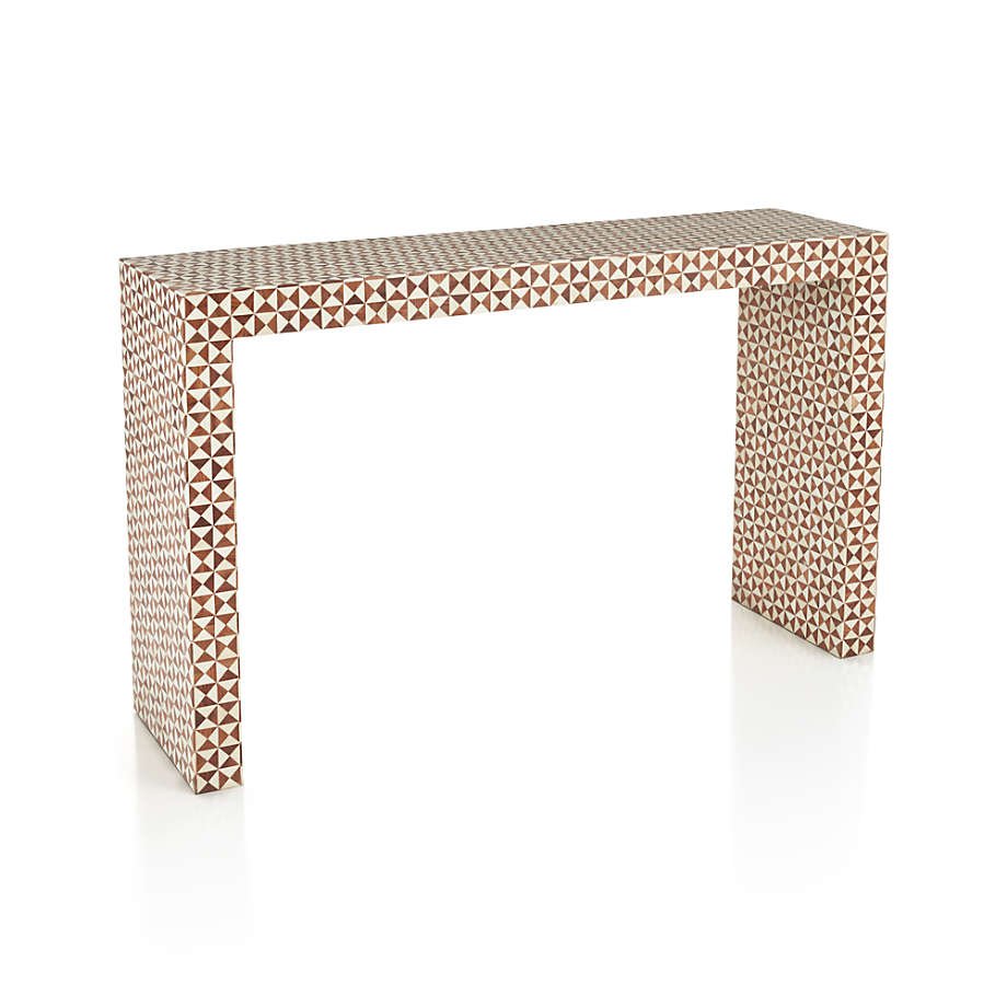 Handmade Bone Inlay Entryway Console Table - Vintage Boho Style Hallway Sofa Table for Living Room, Bedroom & Foyer - Perfect for Home Decor, Storage & Display