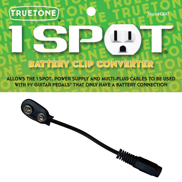 TrueTone CBAT Battery Clip Converter - 12V to 9V DC Power Adapter for Guitar Pedals & Effects, Portable Power Supply for Music Equipment, Stage Performances & Studio Recording