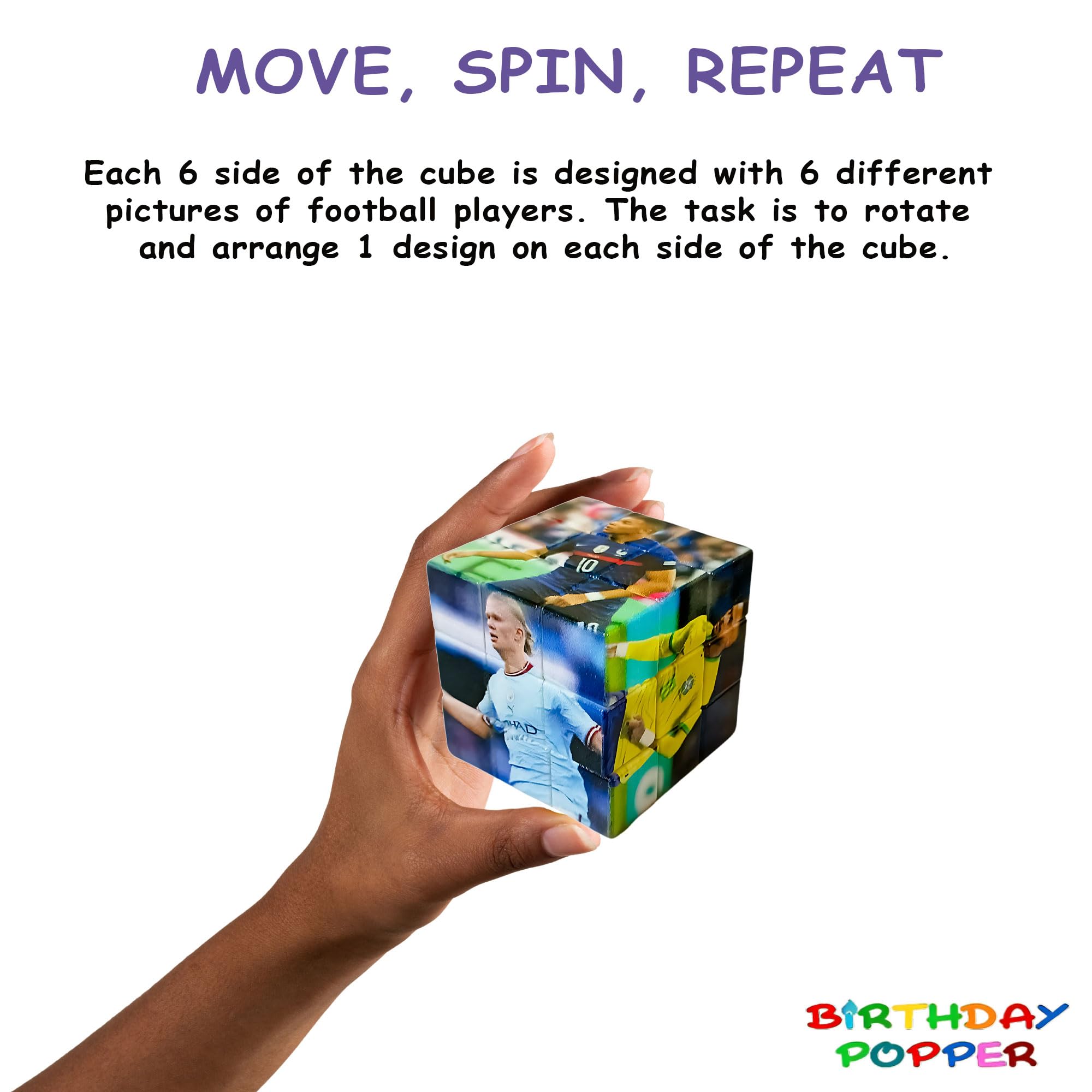 Football Theme Birthday Poppers & Speed Cubes - Set of 6 Stress Relief Puzzle Toys for Kids | Perfect Birthday Party Favors & Return Gifts | Great for Classroom Rewards, Party Games & Cognitive Development Activities