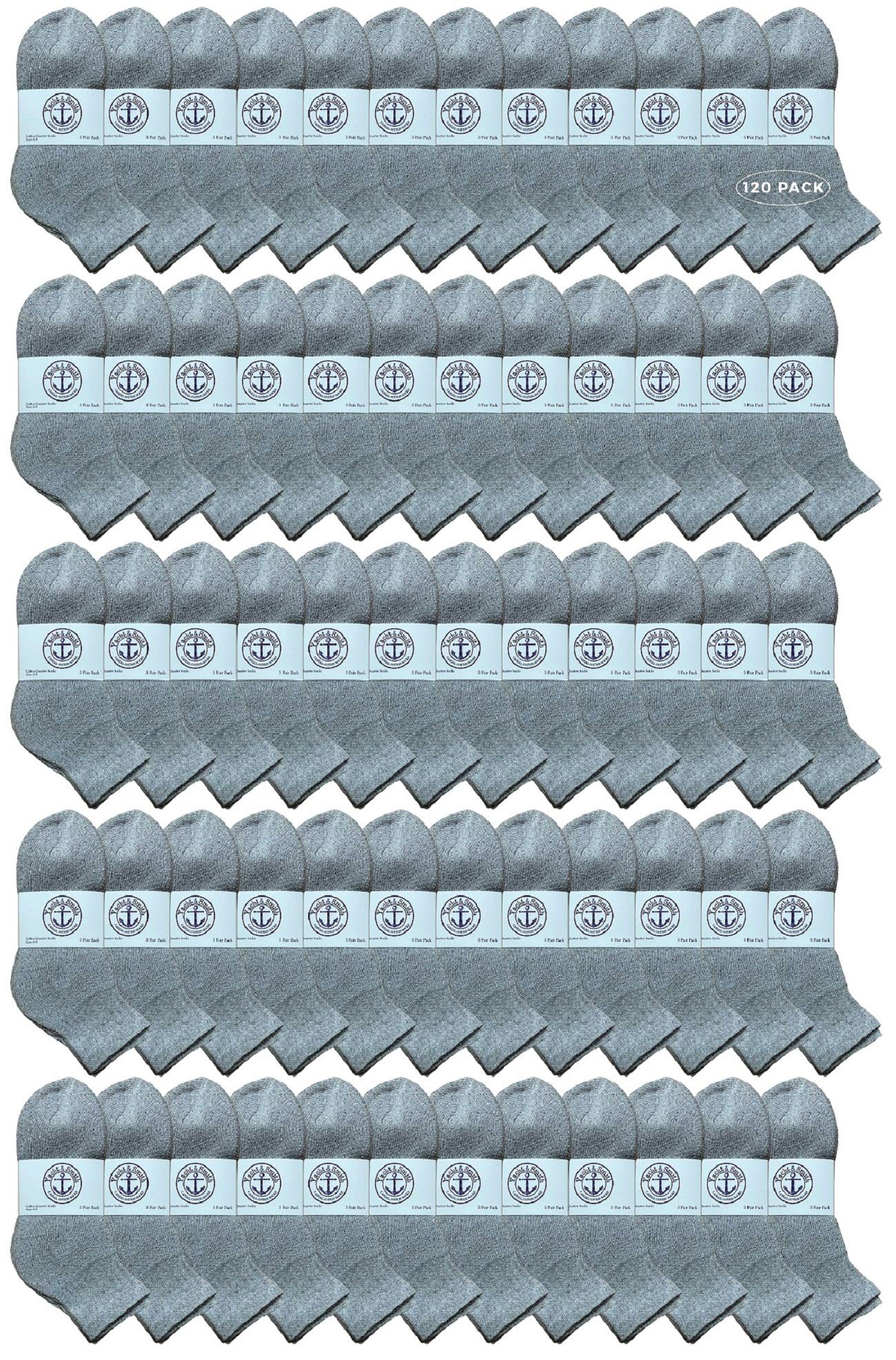120 Pairs Bulk Kids Mid Ankle Socks - Yacht & Smith Wholesale Cotton Athletic Socks for Boys & Girls (Size 6-8) - Perfect for School, Sports & Daily Wear