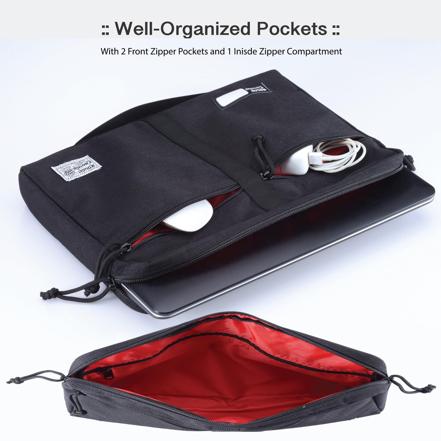 13-14 Inch Laptop Sleeve Case with Zipper & Accessory Pocket - Durable Cordura Fabric for Notebook Computers (Black) - Perfect for Work, School & Travel Protection