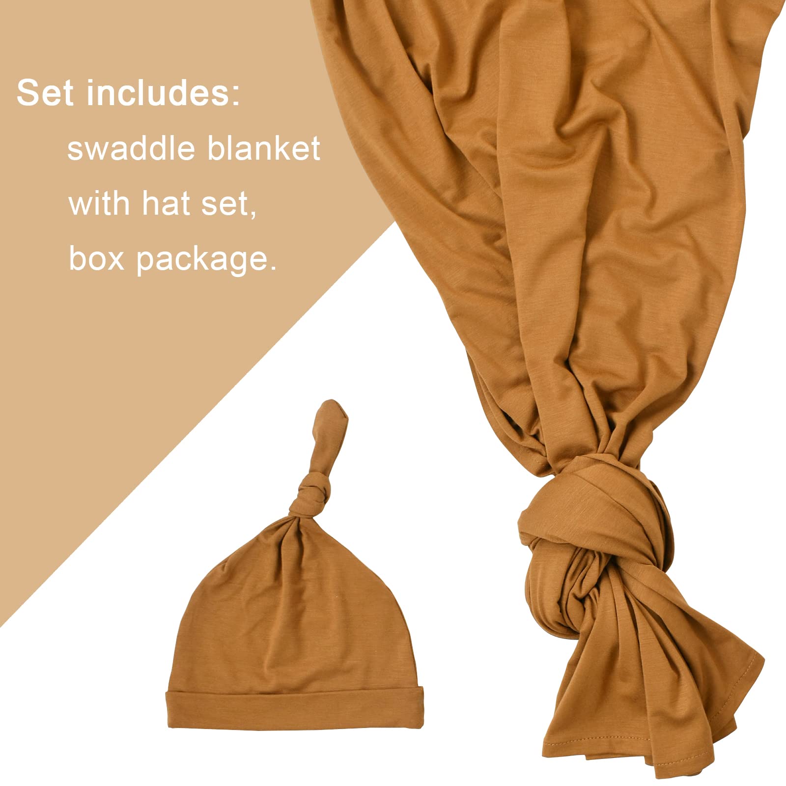 Soft Newborn Swaddle Blanket with Matching Hat Set - 45