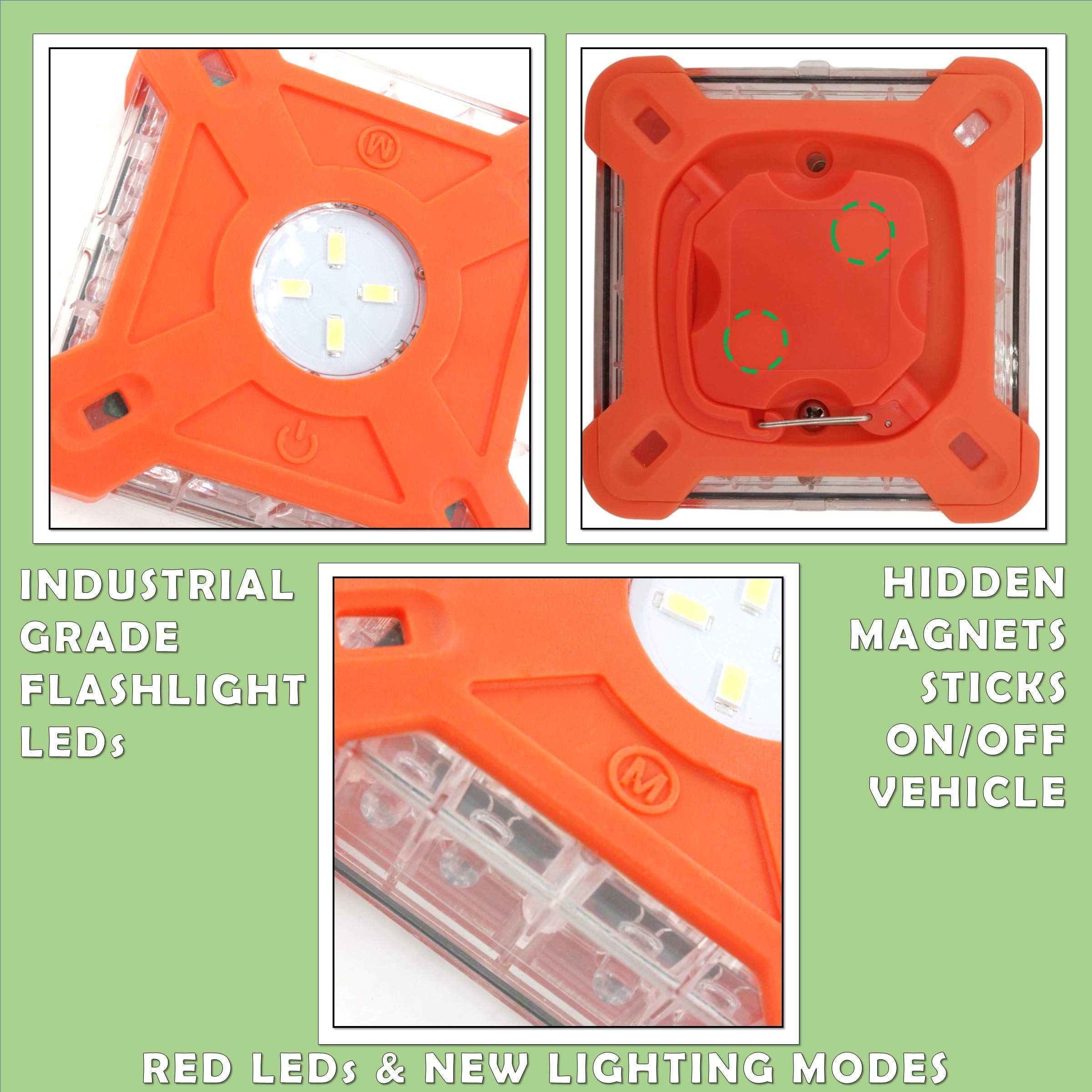 12-Pack LED Emergency Flares with 3-Pack Square Road Flare Kit - Waterproof Safety Lights for Cars, Trucks & Boats - Roadside Emergency, Camping & Marine Safety Gear