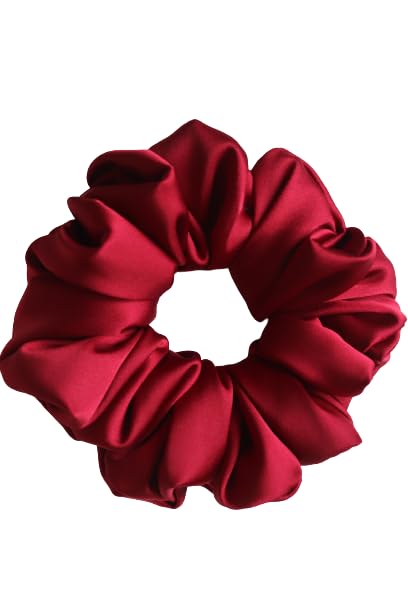 SNEH 6-Pack Premium Satin Silk Scrunchies for Women & Girls - Soft Hair Ties, Ponytail Holders & Volumizing Hair Accessories (Maroon) - Perfect for School, Work, Gym & Everyday Styling