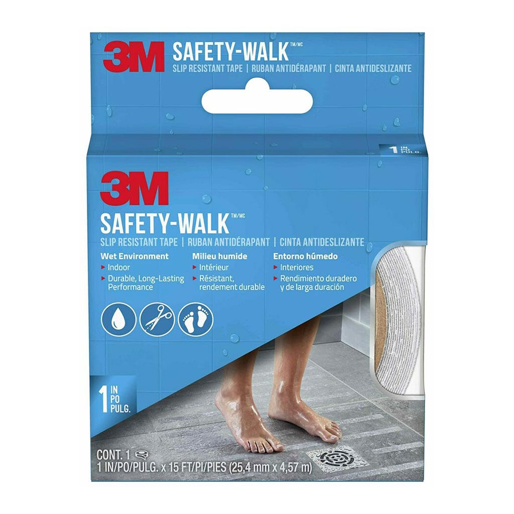 3M Safety Walk Slip Resistant Tape - 1 Inch x 15 Feet, Clear (220C R1X180) - Non-Slip Grip for Stairs, Ramps & Floors - Industrial & Home Safety Solution