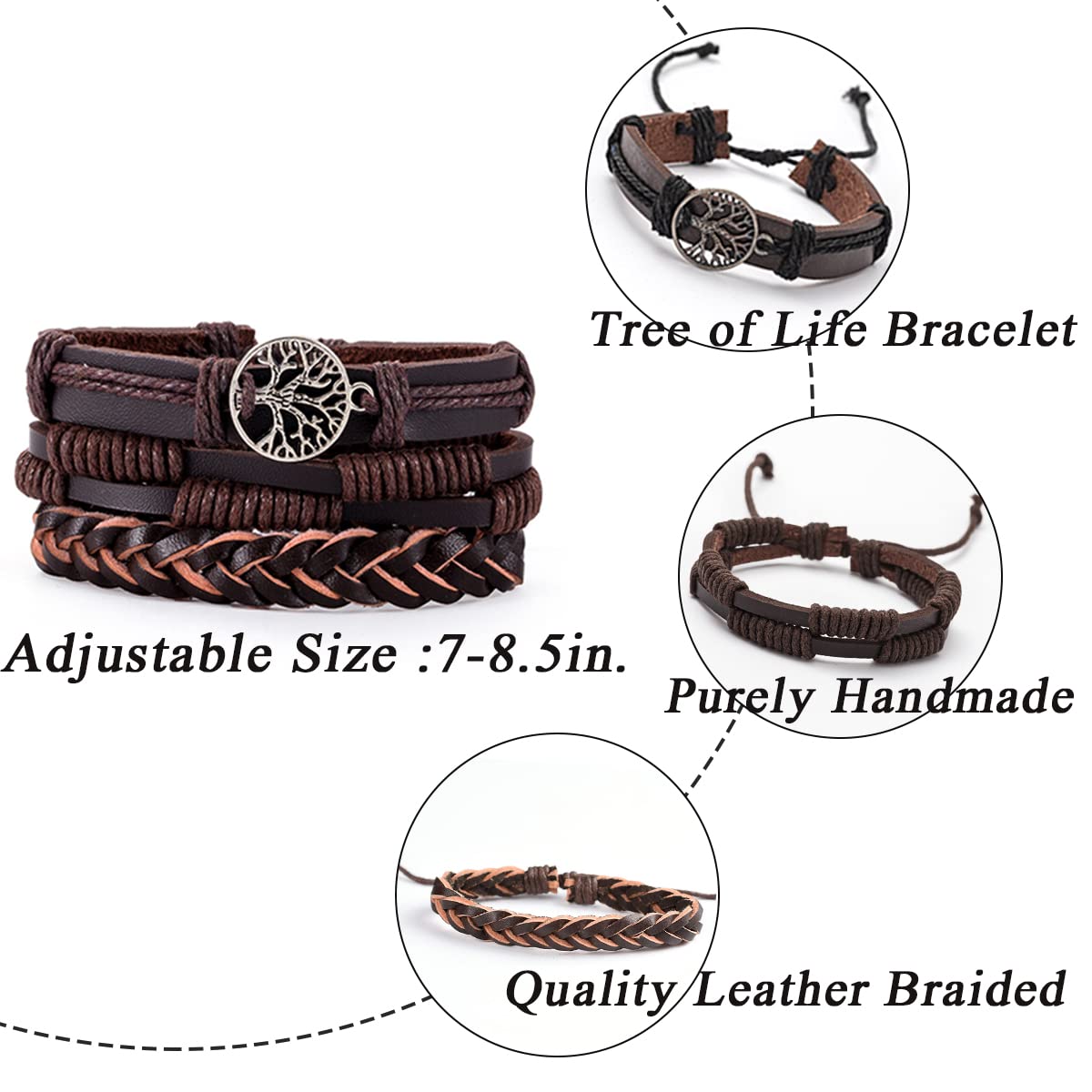 MOZAKA 27Pcs Braided Leather Bracelets for Men & Women - Adjustable Ethnic Tribal Woven Cuff Wrap Friendship Bracelets - Perfect for Gifts, Boho Fashion & Festival Accessories