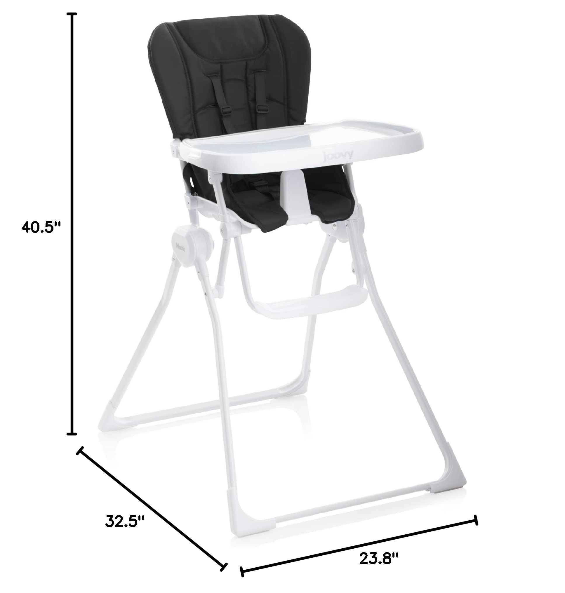 Joovy Nook High Chair - 4-Position Adjustable Baby Feeding Chair with Swing Open Tray & Dishwasher-Safe Insert | Foldable for Compact Storage | Perfect for Home, Restaurants & Travel (Black)