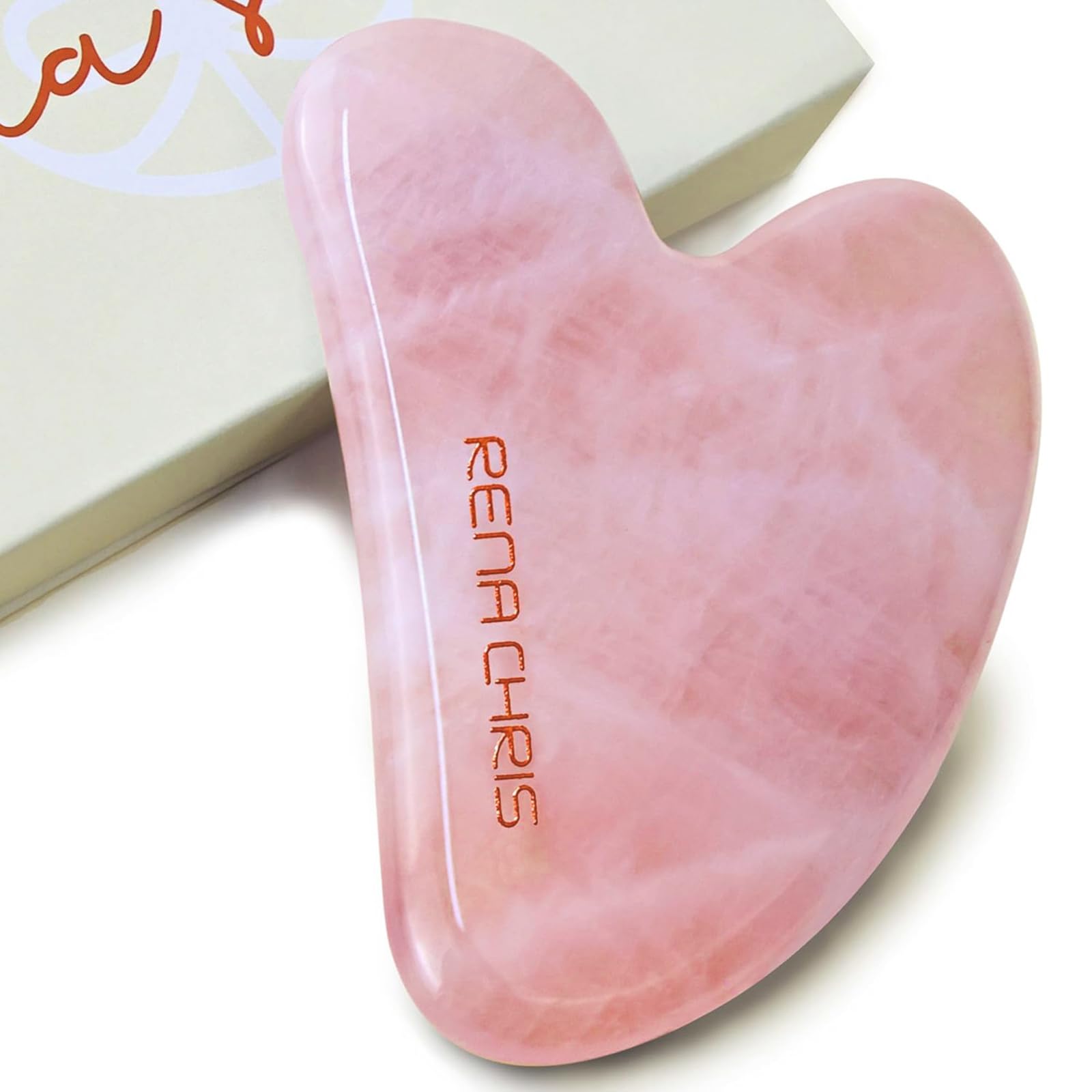 Rose Quartz Gua Sha Facial Tool for Face Massage - Natural Stone Guasha Tool for Jawline Sculpting, Puffiness Reduction & Skin Care | Perfect for Home Spa, Self-Care Routine & Relaxation (Pink)