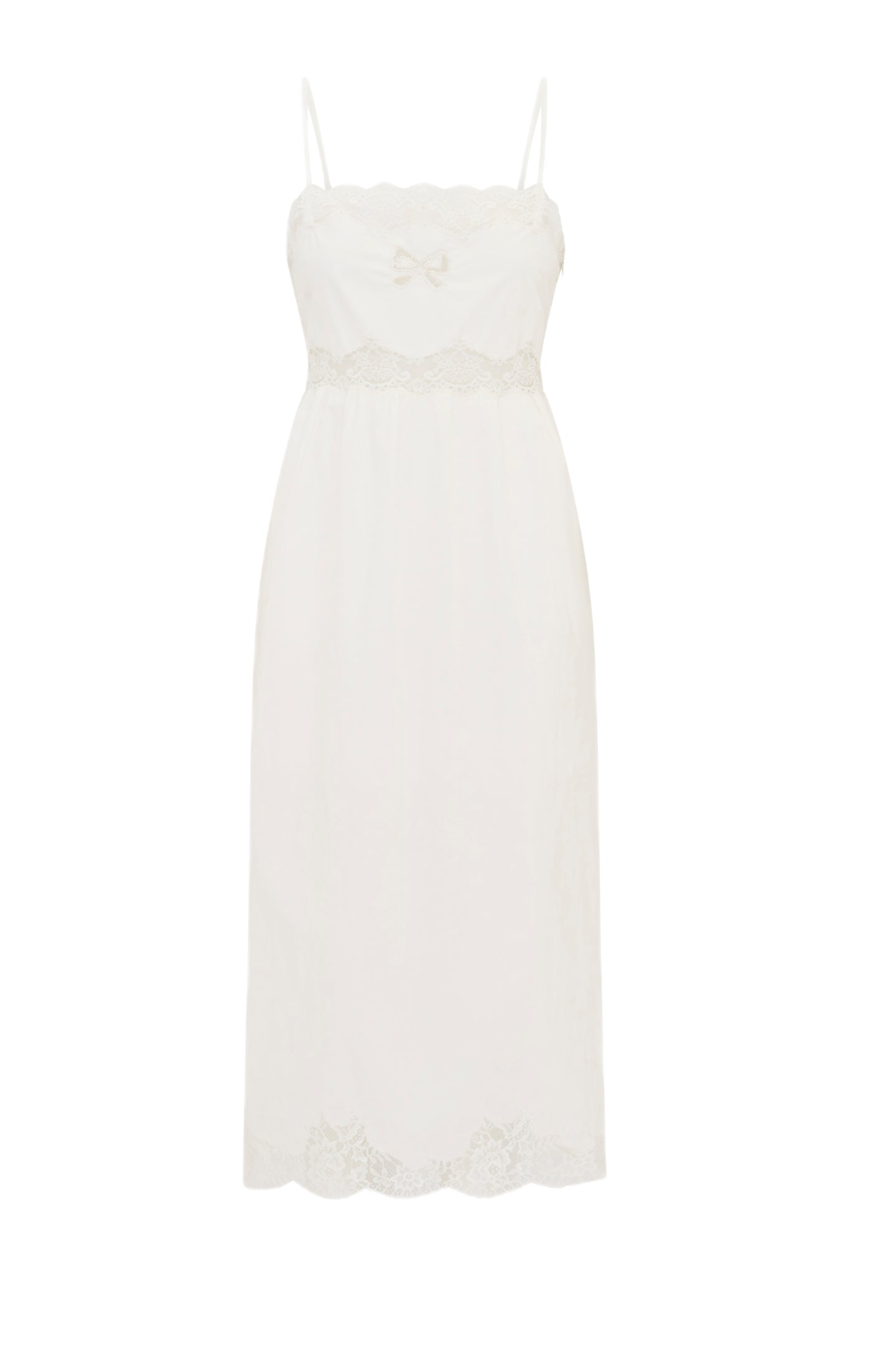 Vinca Cotton Lace Bow Midi Dress - Elegant Summer Floral Dress for Women | Perfect for Weddings, Parties & Beach Vacations