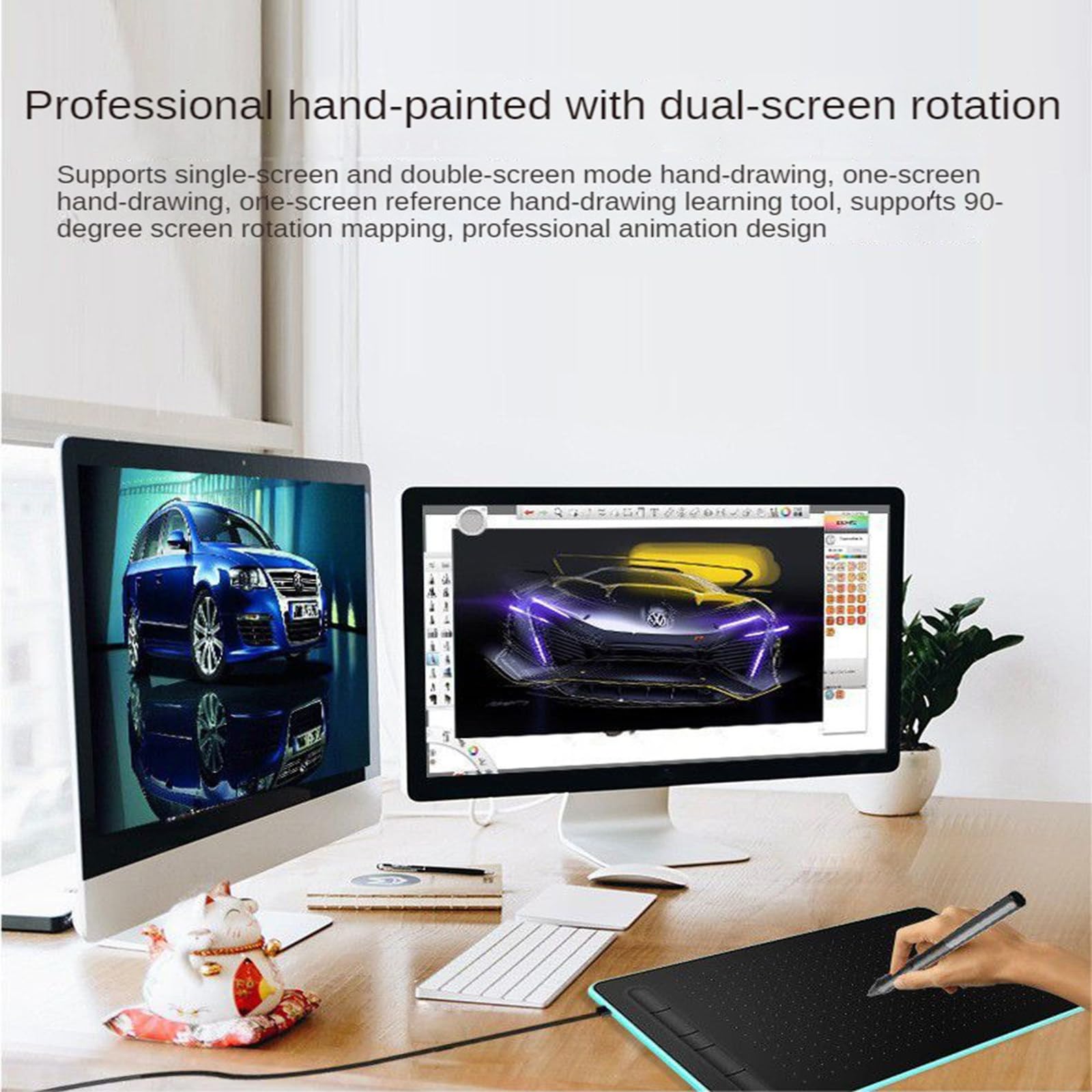 SKUBIS Passive Digital Drawing Tablet for Computers - Compatible with Phones for Design & Sketching | Perfect for Artists, Designers & Online Teaching (Blue)