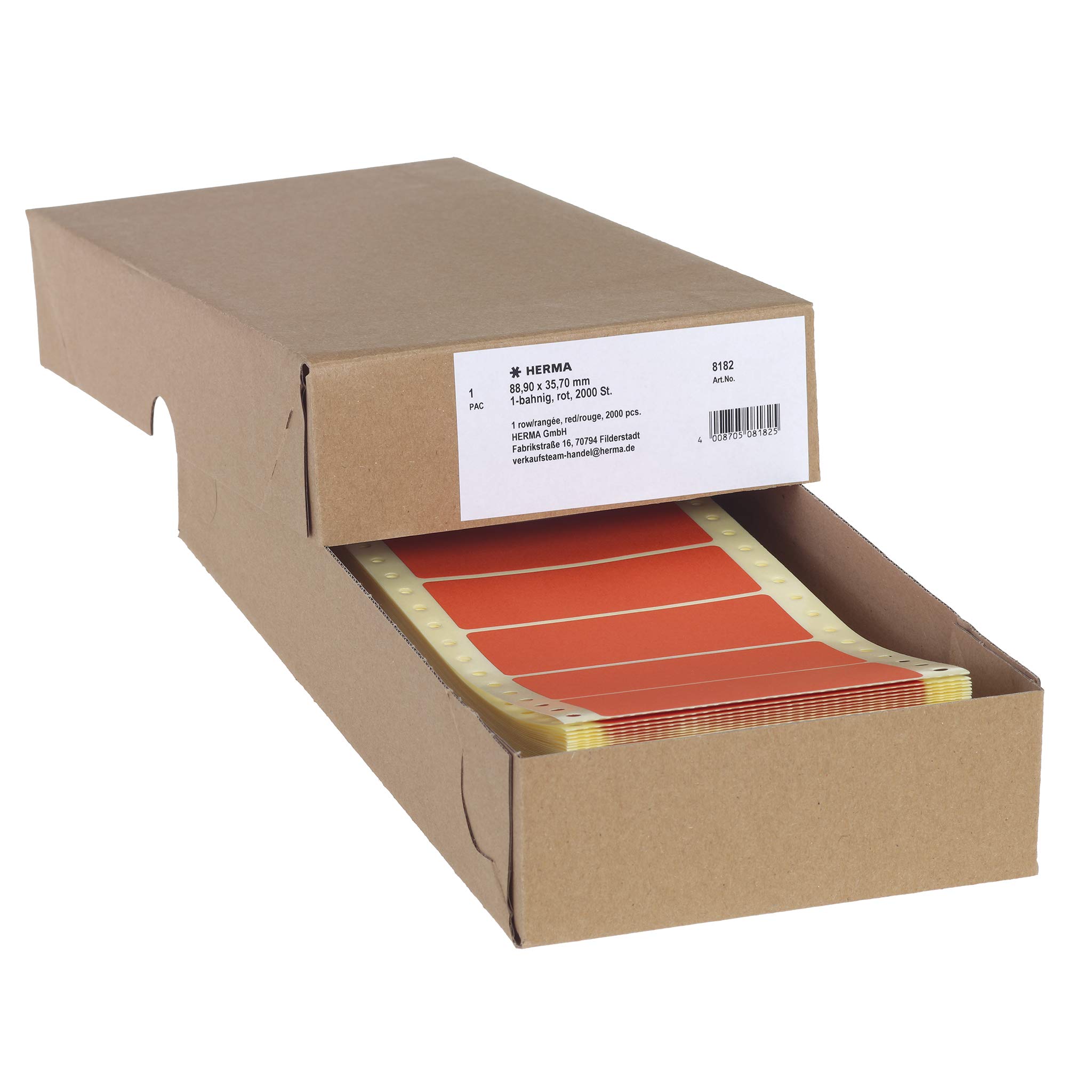 Herma 8182 Computer Labels 88.9 x 35.7 mm - 2000 Pack Matte Red Paper Labels for Office Organization, Shipping & Inventory Management